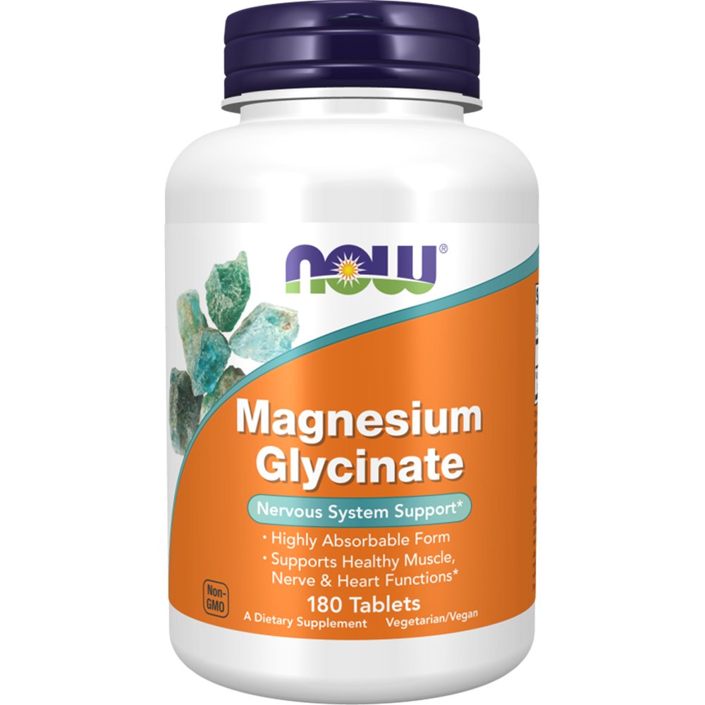 Now Now Foods Magnesium Glycinate Συμπλήρωμα Διατροφής Γλυκινικού Μαγνησίου Φιλικό για το Στομάχι για την Καλή Υγεία των Οστών, Μυών & Νευρικού Συστήματος 180tabs