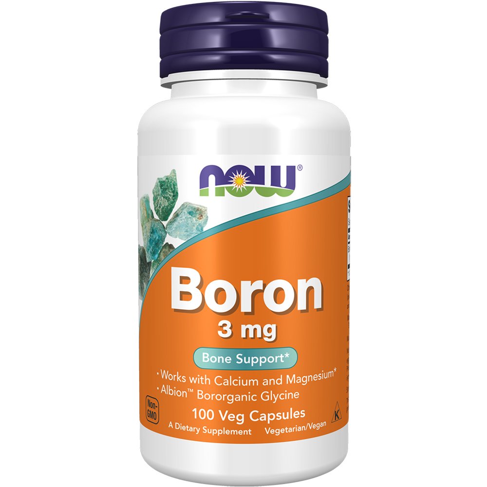 Now Foods Boron 3mg Συμπλήρωμα Διατροφής Ιχνοστοιχείου Βορίου για Υποστήριξη της Δομής & της Ανθεκτικότητας των Οστών 100Veg.caps