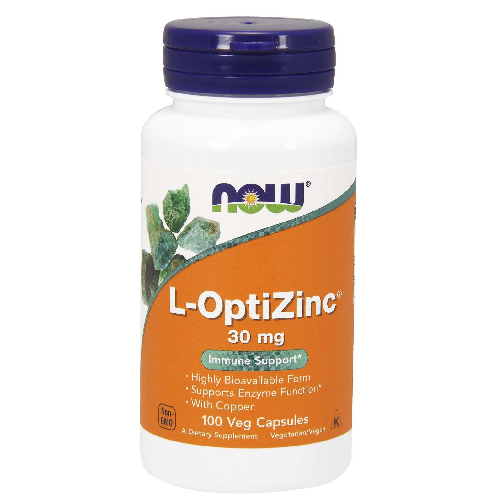 Now Foods L-Optizinc 30mg & Copper Συμπλήρωμα Διατροφής Ψευδαργύρου Μέγιστης Απορρόφησης 100 vegcaps