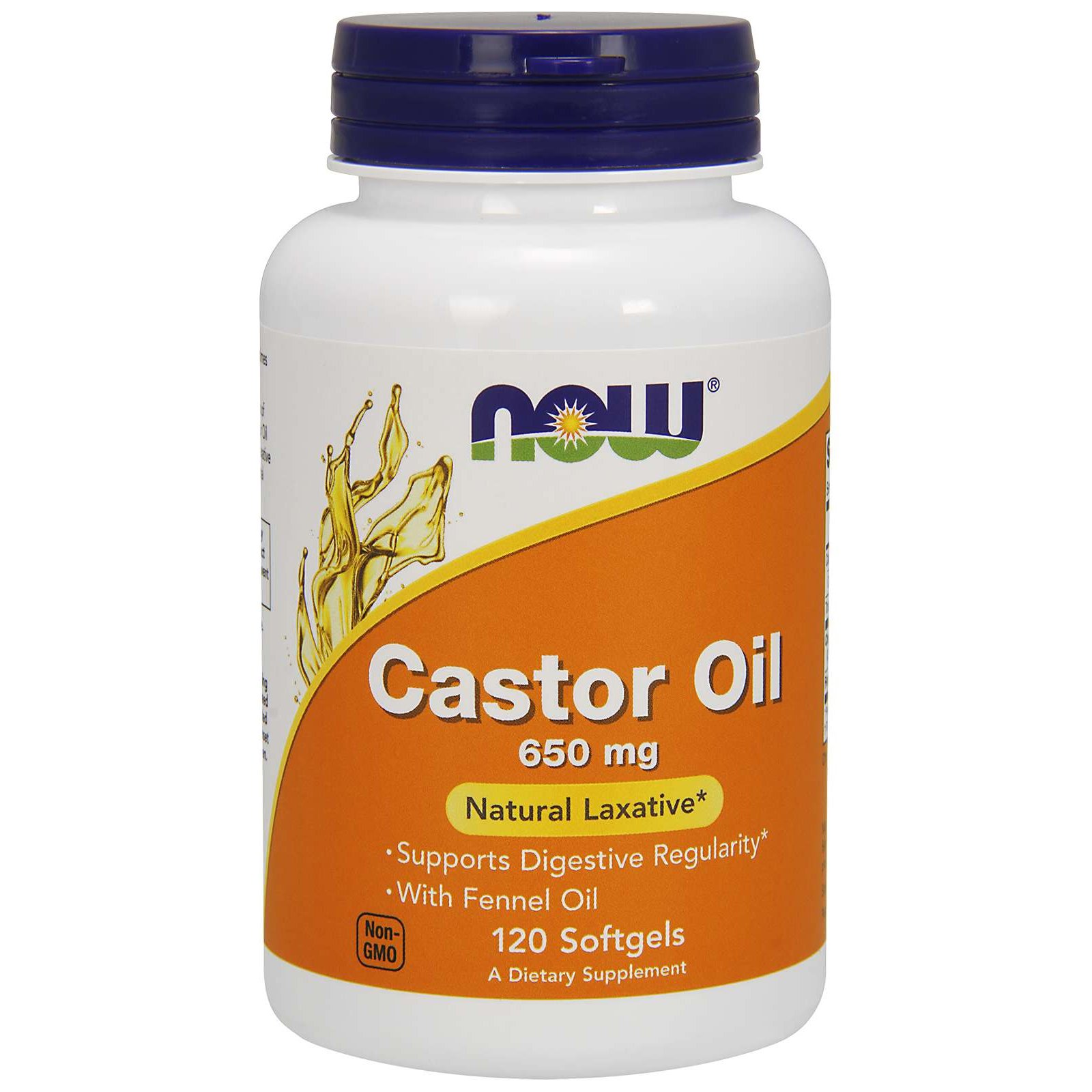 Now Foods Castor Oil 650mg Συμπλήρωμα Διατροφής Συμβάλλει στην Ομαλή Κινητικότητα του Εντέρου 120 Softgels