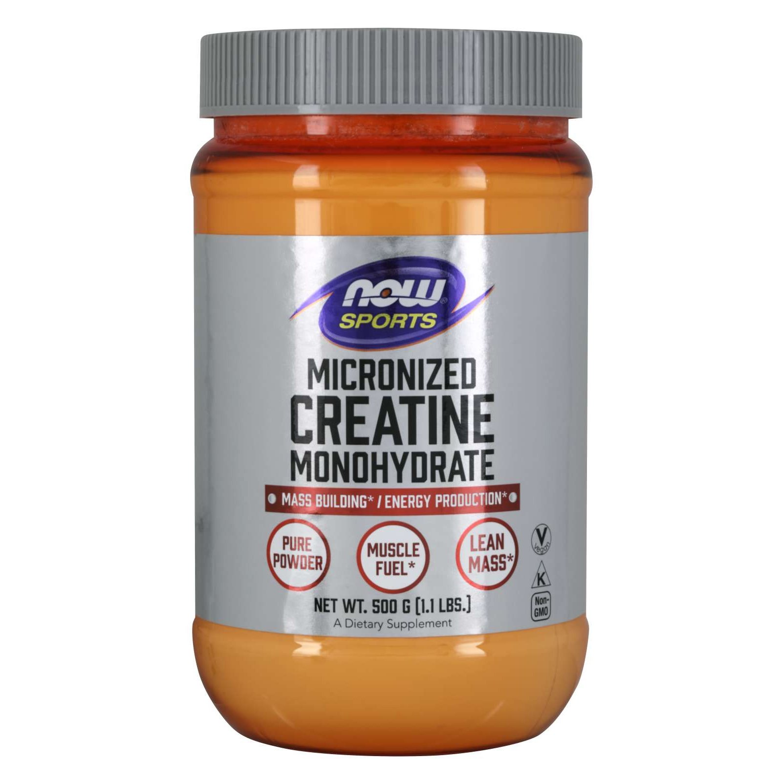 Now Foods Creatine Monohydrate, Micronized Powder Συμπλήρωμα Διατροφής για Μείωση Κόπωσης & Προαγωγή Κυτταρικής Ενέργειας 500gr
