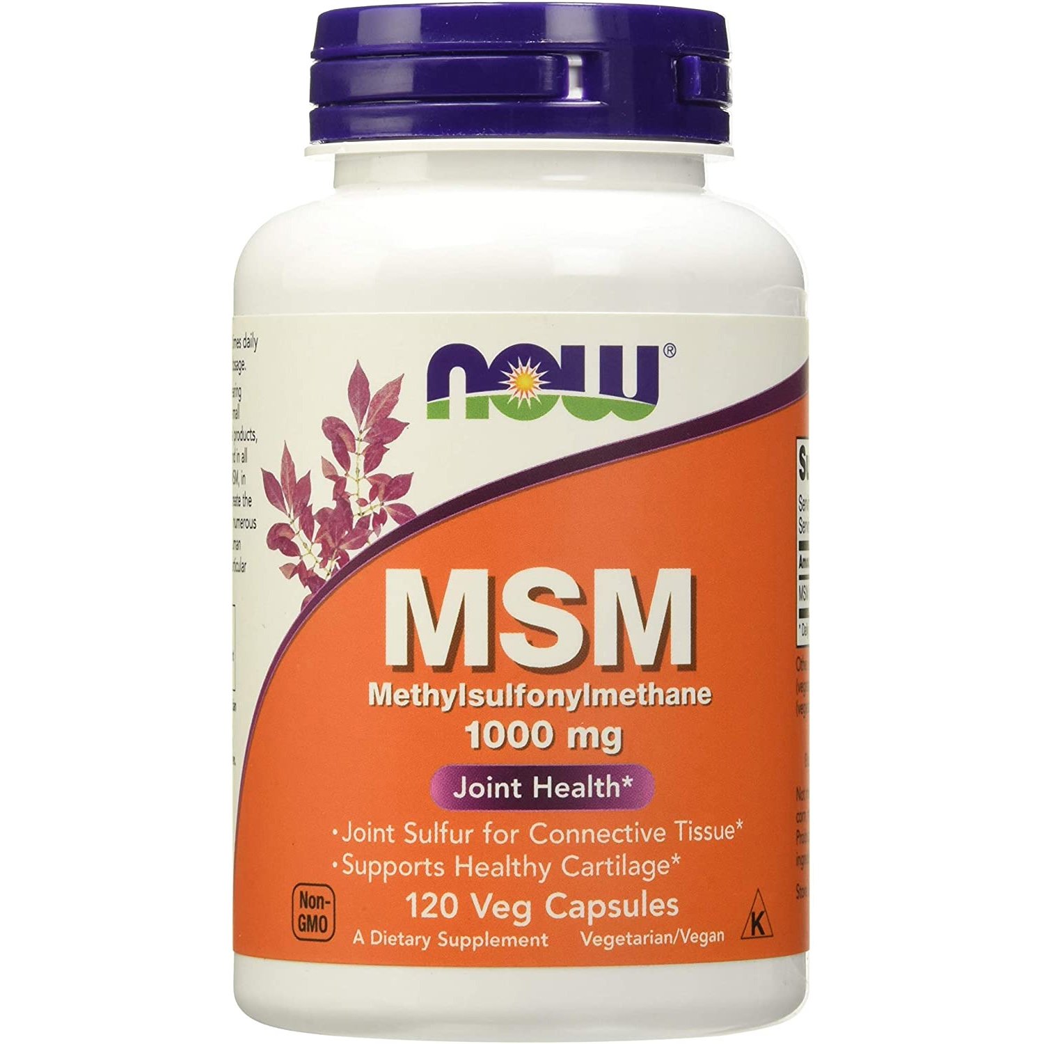Now Foods MSM 1000mg Joint Health Συμπλήρωμα Διατροφής που Βοηθά στην Αντιμετώπιση του Χρόνιου Πόνου από Οσφυαλγίες 120 veg.caps