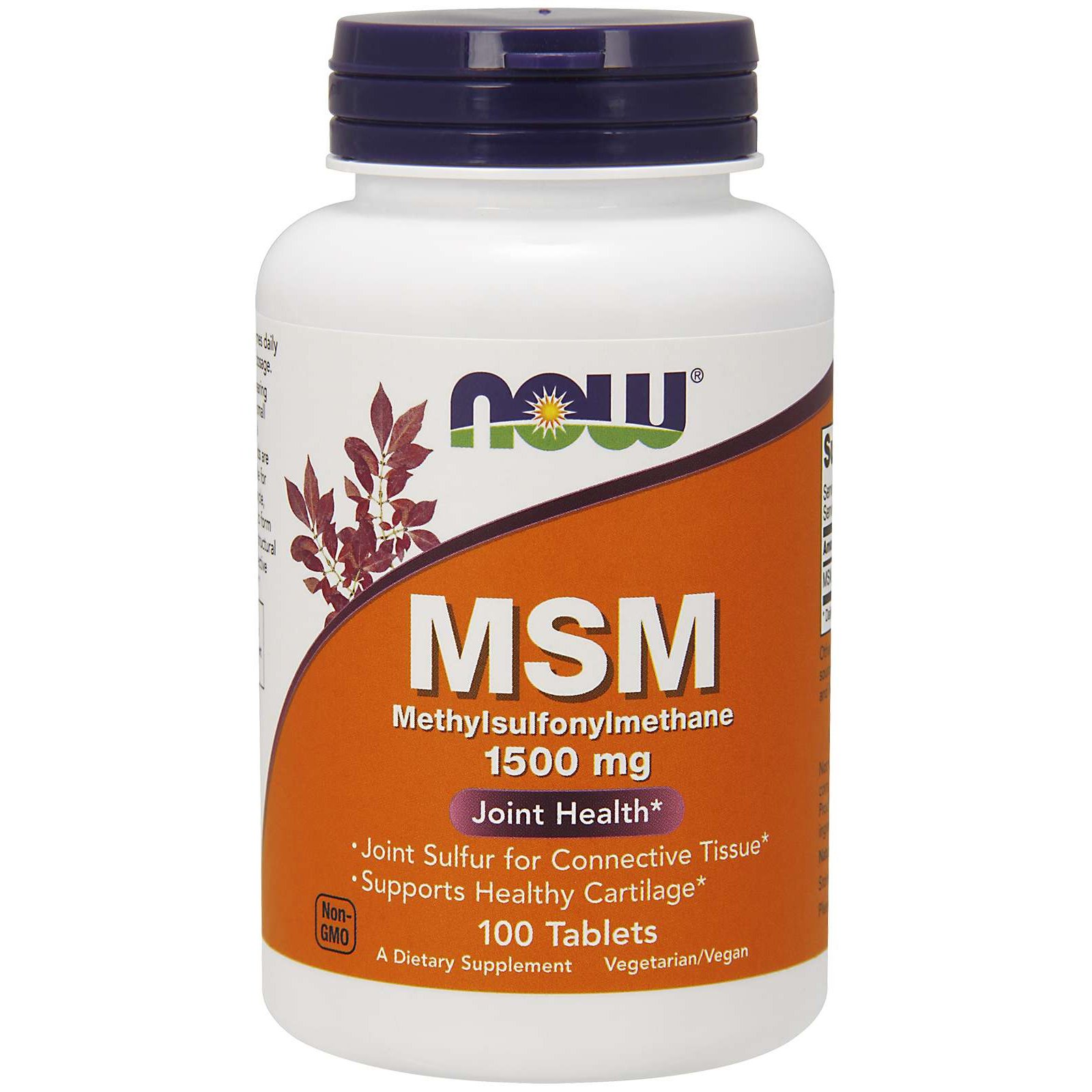 Now Foods MSM 1500mg Vegeterian Συμπλήρωμα Διατροφής που Βοηθά στην Αντιμετώπιση του Χρόνιου Πόνου από Οσφυαλγίες 100 Tabs