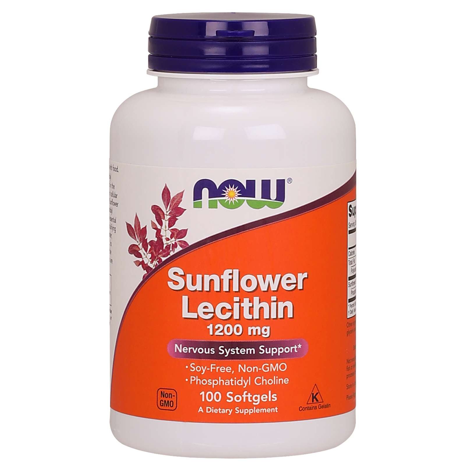Now Foods Sunflower Lecithin 1200mg Soy-Free Συμπλήρωμα Διατροφής, Λεκιθίνη από Ηλιέλαιο Πλούσια σε Φωσφολιπίδια 100 Softgels