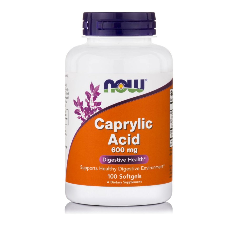 Now Now Foods Caprylic Acid 600mg για Διατήρηση Ενός Υγιούς Πεπτικού Περιβάλλοντος 100 soft gels