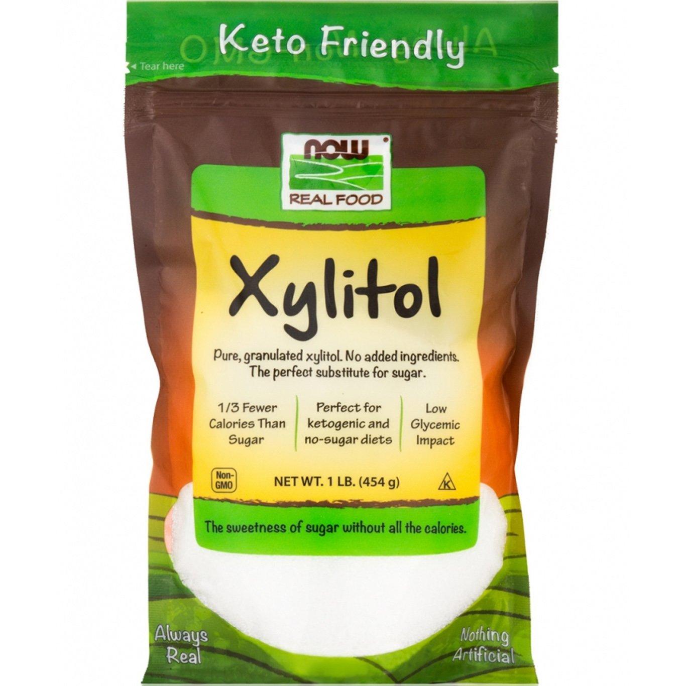 Now Real Food Pure, Granulated Xylitol Υποκατάστατο Ζάχαρης Ιδανικό για Διαβητικούς 454g