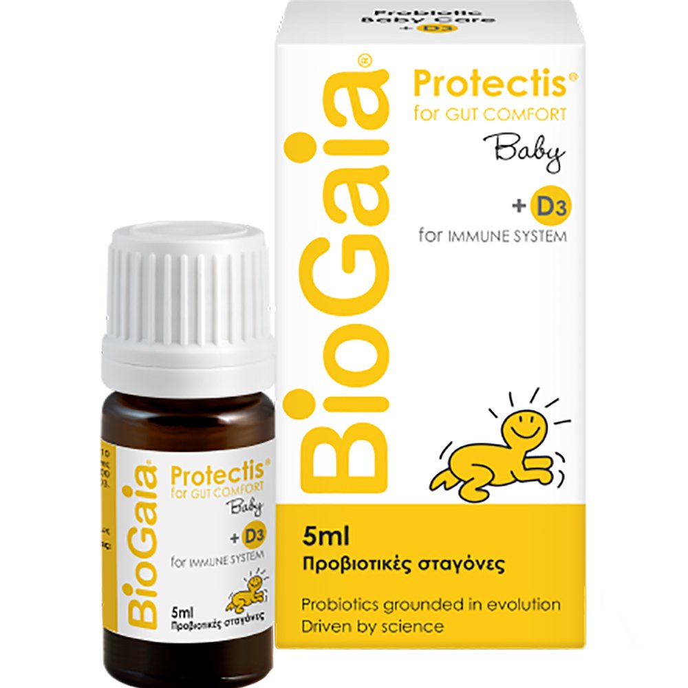 BioGaia Protectis Probiotic Baby Care for Gut Comfort + D3 Συμπλήρωμα Διατροφής Προβιοτικών Σταγόνων για Βρεφικούς Κολικούς με Βιταμίνη D3 5ml 60232