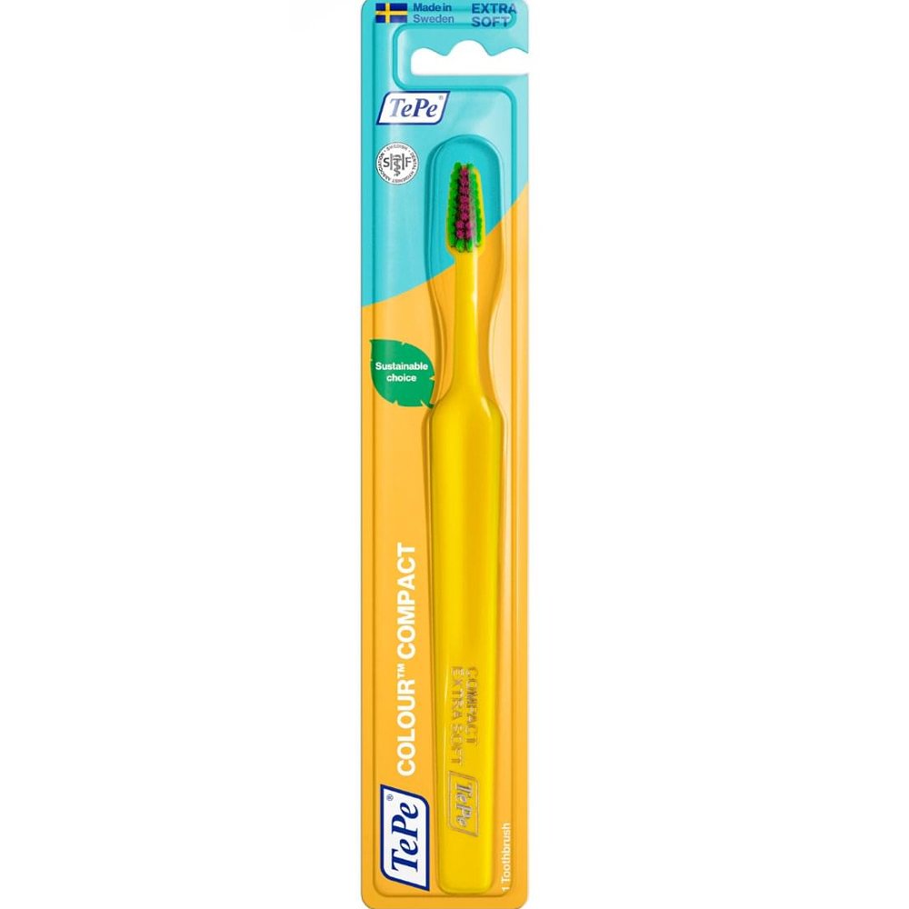 TePe Colour Compact Extra Soft Toothbrush Πολύ Μαλακή Οδοντόβουρτσα για Αποτελεσματικό & Απαλό Καθαρισμό 1 Τεμάχιο - Κίτρινο