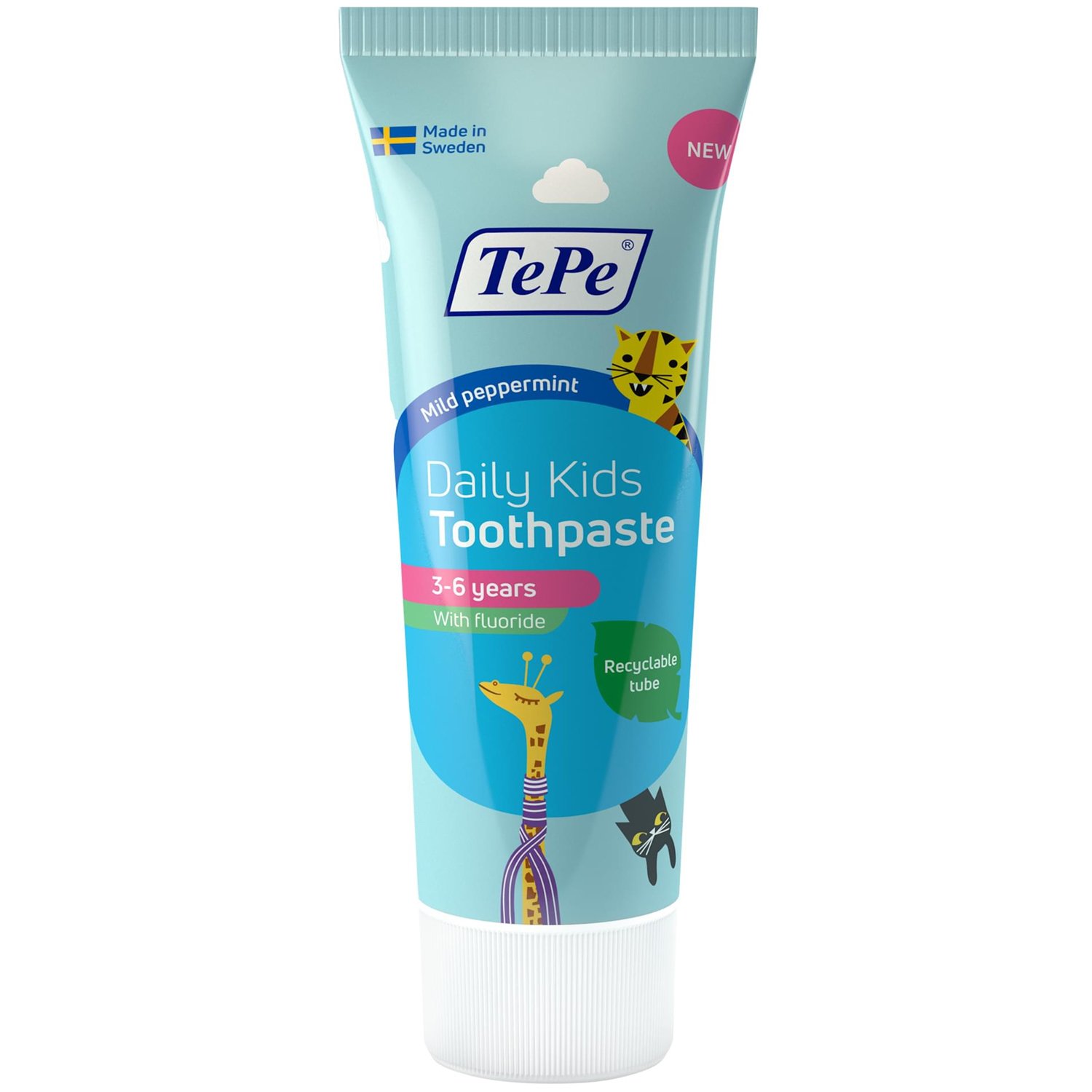 TePe Daily Kids Toothpaste Mild Peppermint 3-6 Years Παιδική Οδοντόκρεμα Καθημερινής Χρήσης με Ήπια Γεύση Μέντας 75ml
