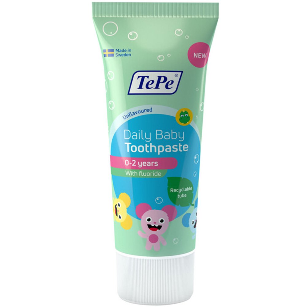 TePe Daily Baby Toothpaste Unflavoured 0 – 2 Years Οδοντόκρεμα Καθημερινής Χρήσης Χωρίς Γεύση για Παιδιά Ηλικίας από 0 έως 2 Ετών 50ml