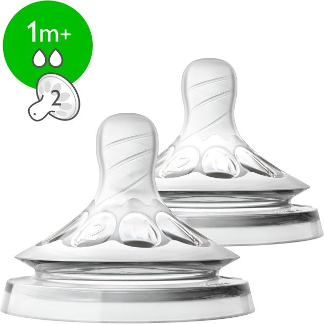 Avent Natural Θηλές Σιλικόνης Αργής Ροής 1m+ 2 τεμάχια SCF042/27
