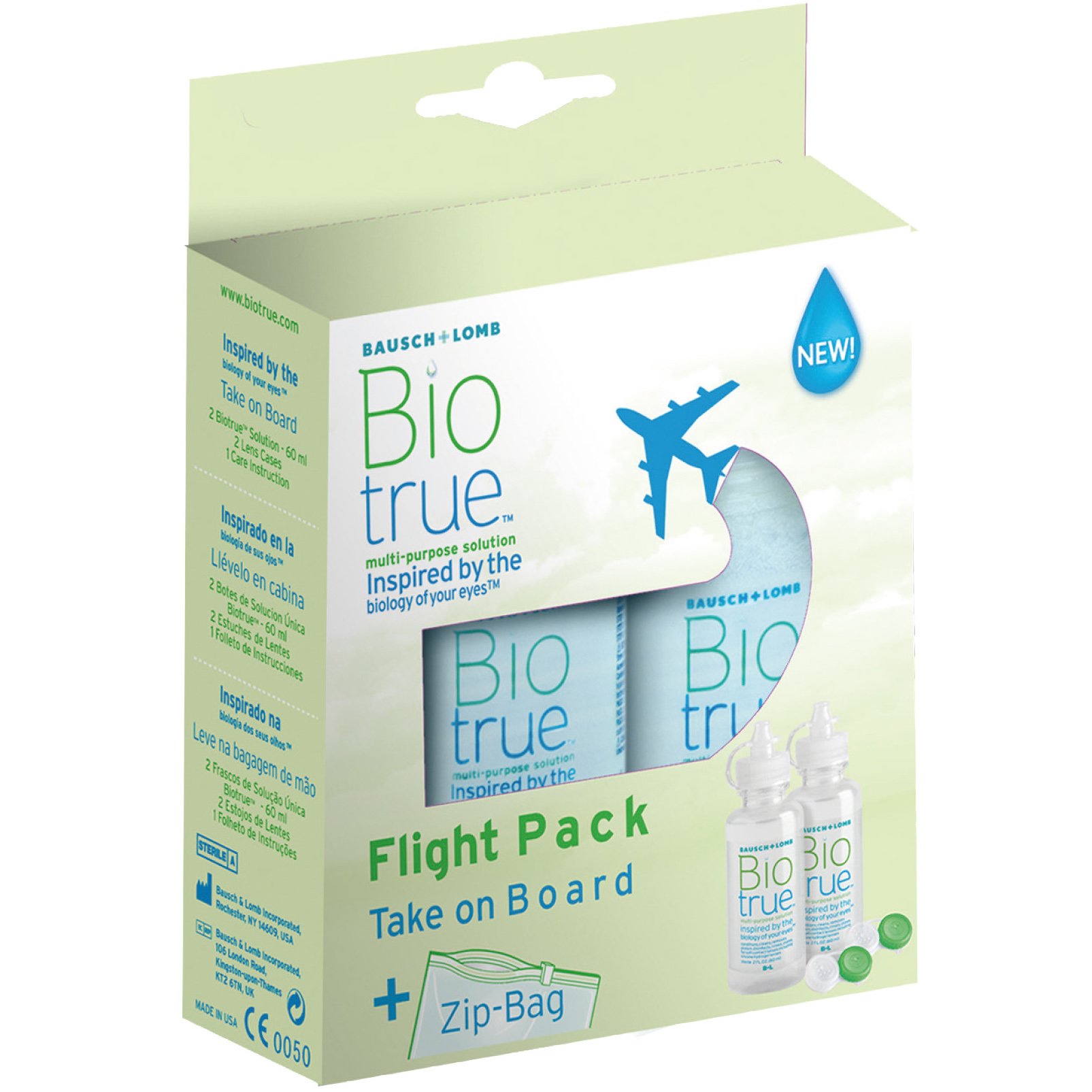 Bausch & Lomb Biotrue Take on Board Υγρό Φακών σε Πρακτική Συσκευασία Πτήσης 2x60ml
