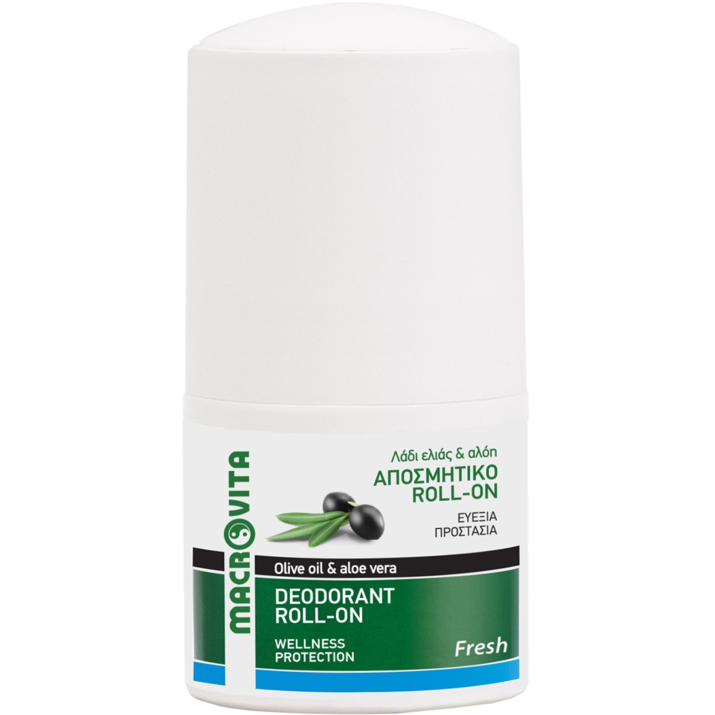 Macrovita Macrovita Fresh Deoderant Roll-on with Olive Oil & Aloe Vera Αποσμητικό Roll-on 24ωρης Προστασίας με Λάδι Ελιάς & Αλόη, Χωρίς Άλατα Αλουμινίου 50ml