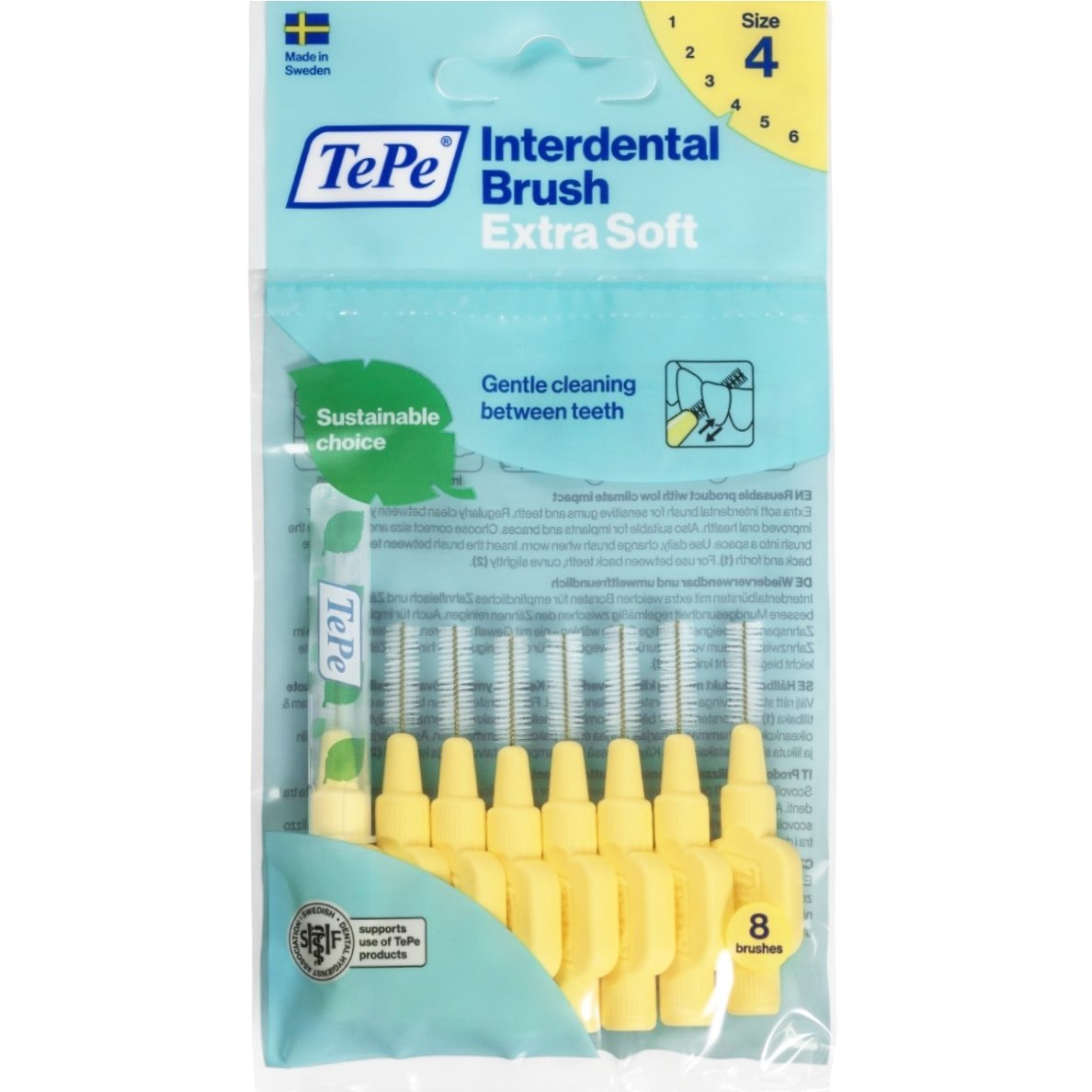 TePe Interdental Brush Extra Soft Μεσοδόντια Βουρτσάκια με Μαλακές Ίνες για Ευαίσθητα Δόντια & Ούλα 8 Τεμάχια – Size 4 (0.7mm)