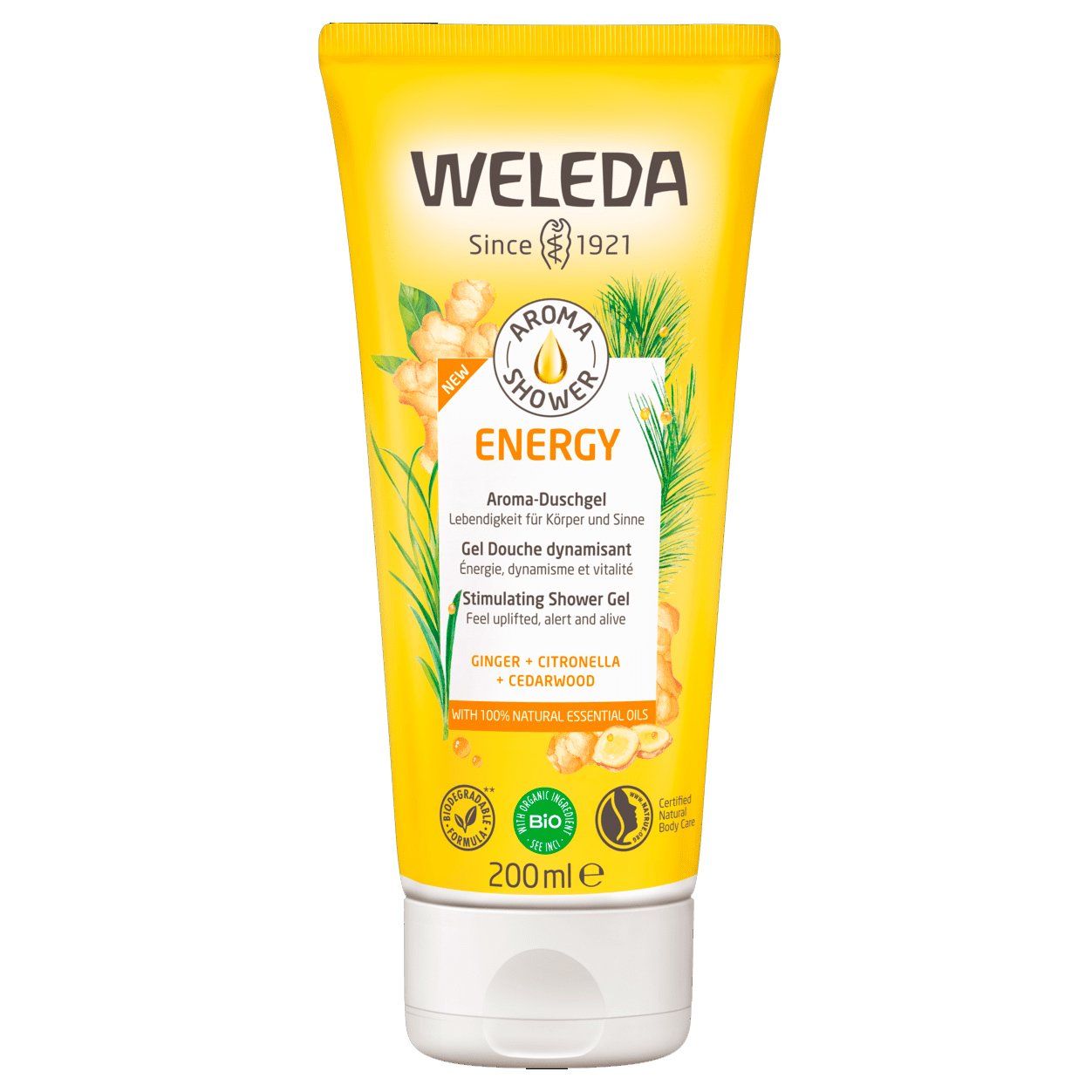 Weleda Energy Aroma Shower Gel Τονωτικό Αφρόλουτρο με Πιπερόριζα & Σιτρονέλα 200ml