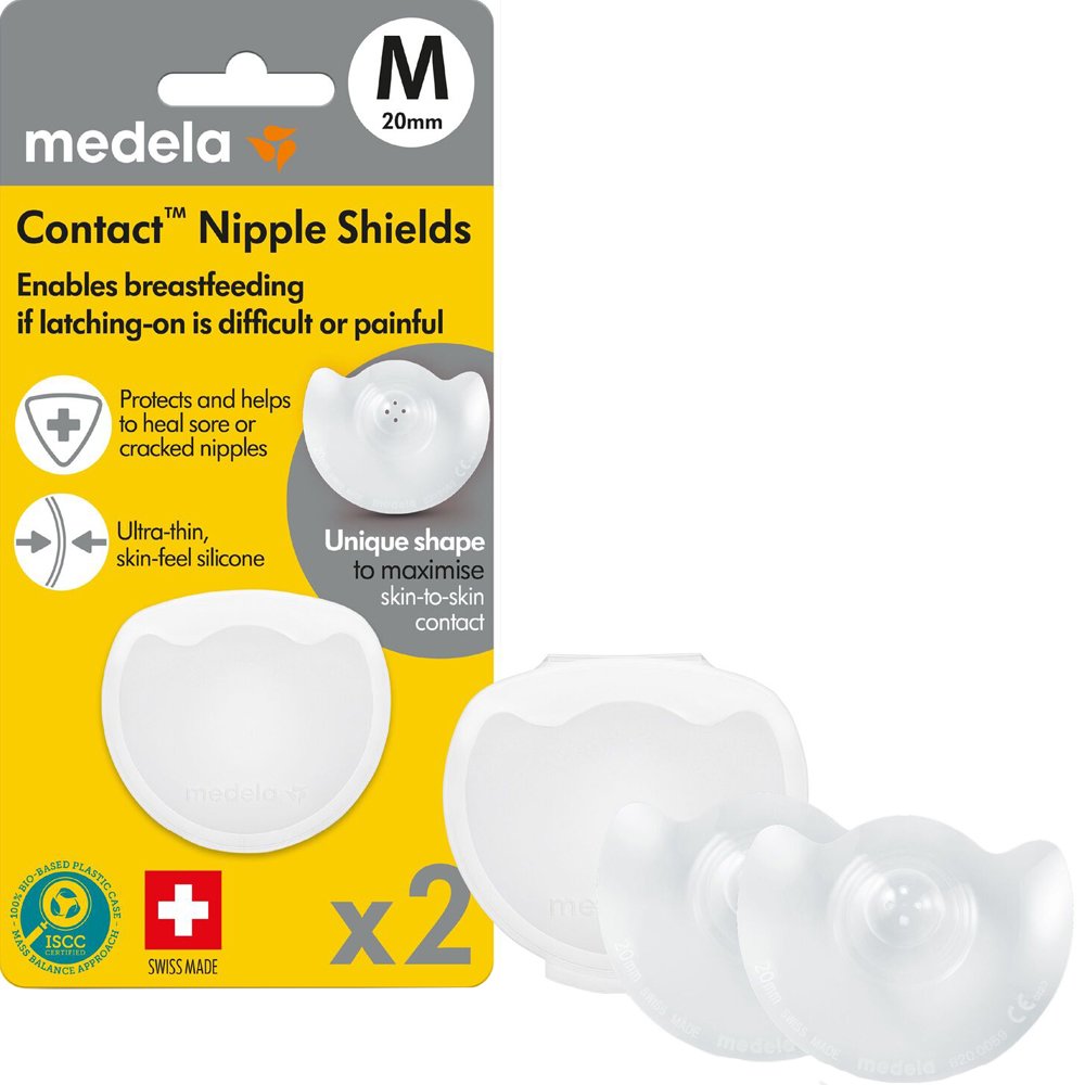 Medela Medela Contact Nipple Shields Ψευδοθηλές για τη Διευκόλυνση του θηλασμού για Μητέρες με Πληγωμένες, Επίπεδες ή Εισέχουσες Θηλές 2 Τεμάχια - Medium 20mm