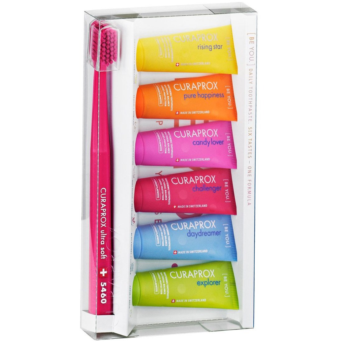 Curaprox Πακέτο Προσφοράς Be You Six Tastes Mini Pack 6x10ml & Δώρο Οδοντόβουρτσα Ortho Ultra Soft CS 5460, 1 Τεμάχιο – Φούξια