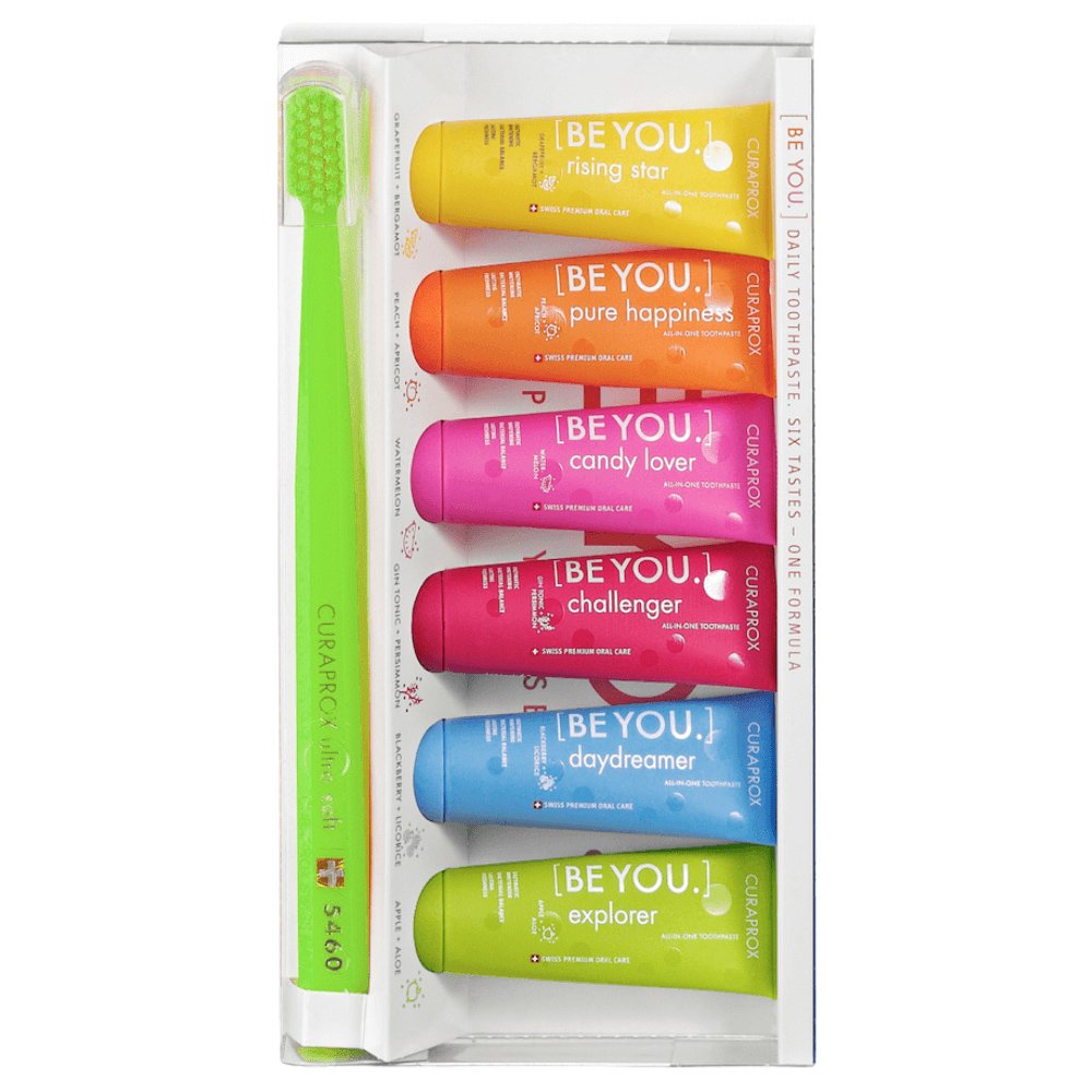 Curaprox Πακέτο Προσφοράς Be You Six Tastes Mini Pack 6x10ml & Δώρο Οδοντόβουρτσα Ortho Ultra Soft CS 5460, 1 Τεμάχιο – Πράσινο