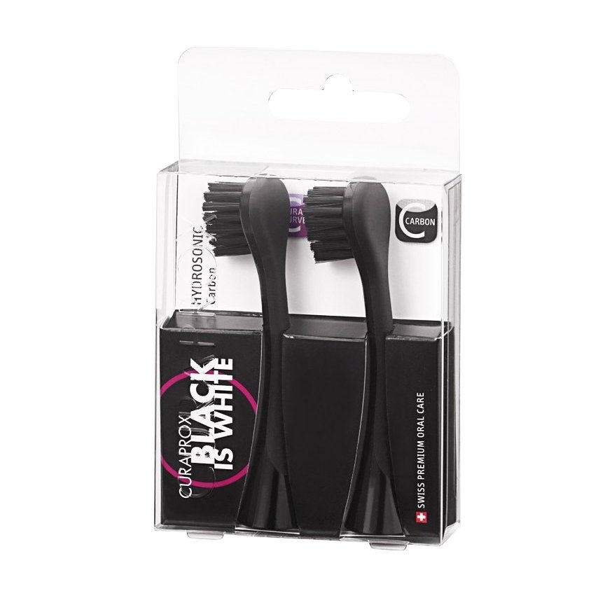 Curaprox Black Is White Hydrosonic Carbon Brush Head Ανταλλακτικές Κεφαλές 2τμχ