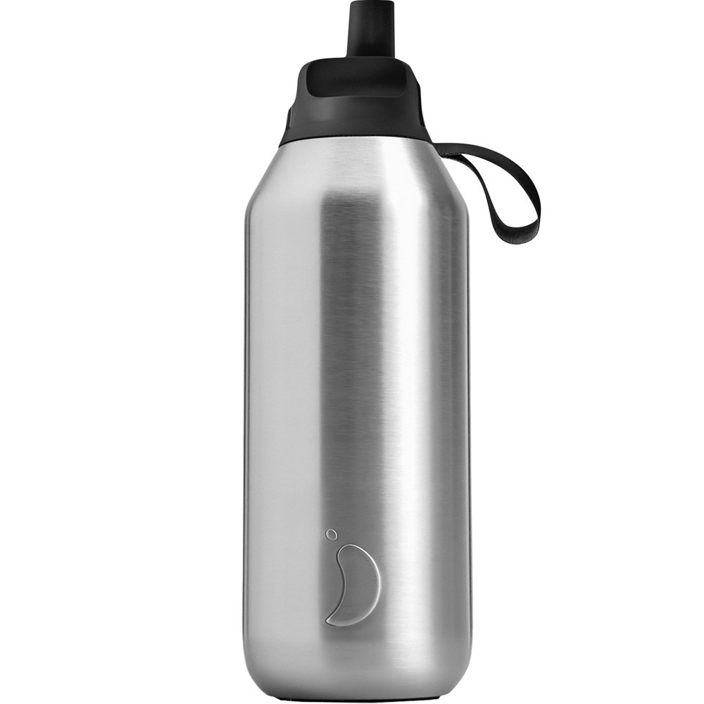 Chilly's Chilly's Series 2 Flip Sport Bottle Ανοξείδωτος Θερμός με Καλαμάκι & Αντιμικροβιακό Στόμιο για Κρύα Ροφήματα 500ml, Κωδ 22603 - Recycled Stainless Steel