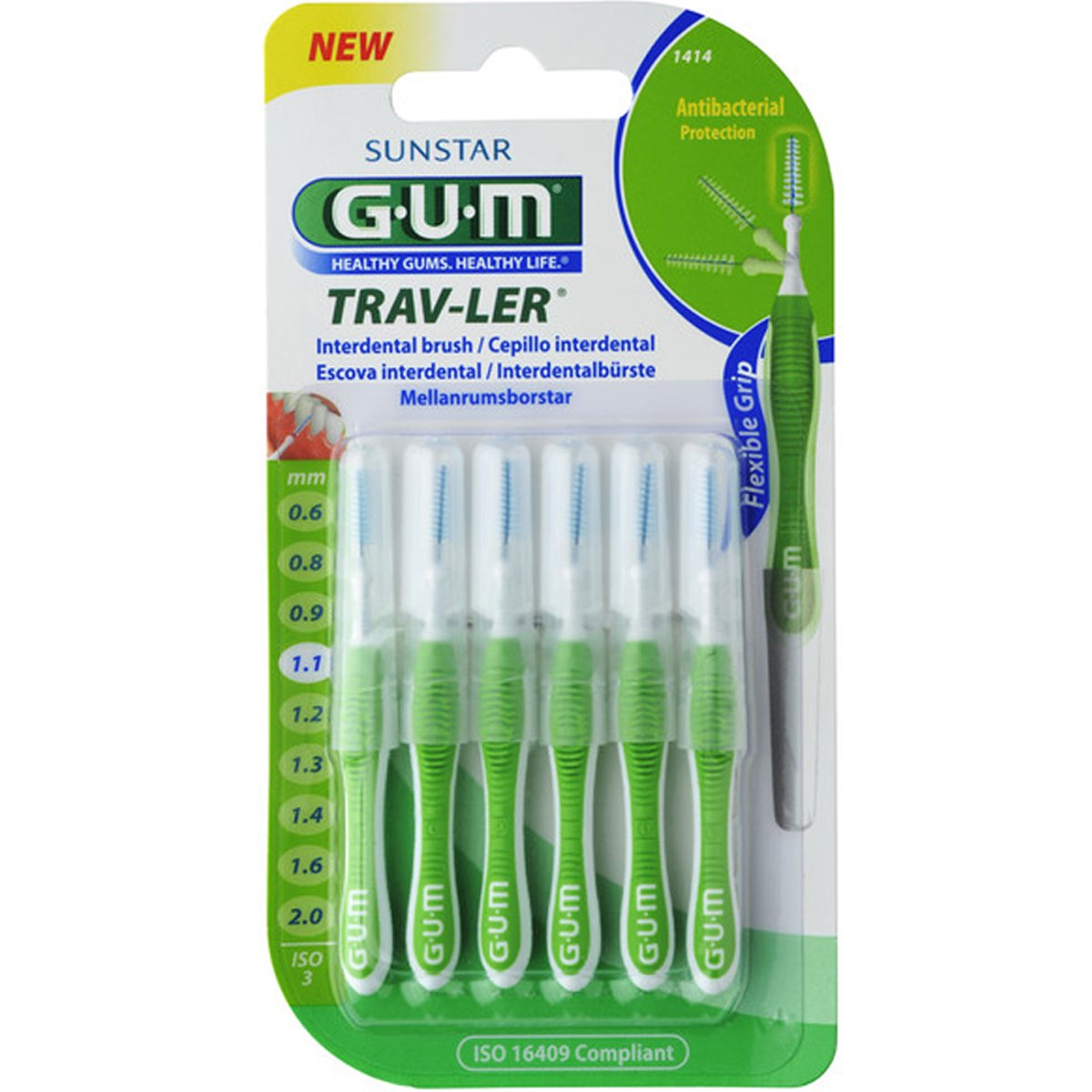 Gum Trav-Ler Interdental Brush Μεσοδόντια Βουρτσάκια για Εύκολο & Καθημερινό Καθαρισμό Ανάμεσα στα Δόντια 6 Τεμάχια – 1.1