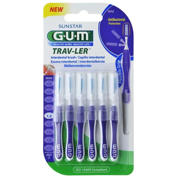 Gum Trav-Ler Μεσοδόντια Βουρτσάκια Σχεδιασμένα να Αφαιρούν Περισσότερη Πλάκα 1,2mm 6τμχ 1512