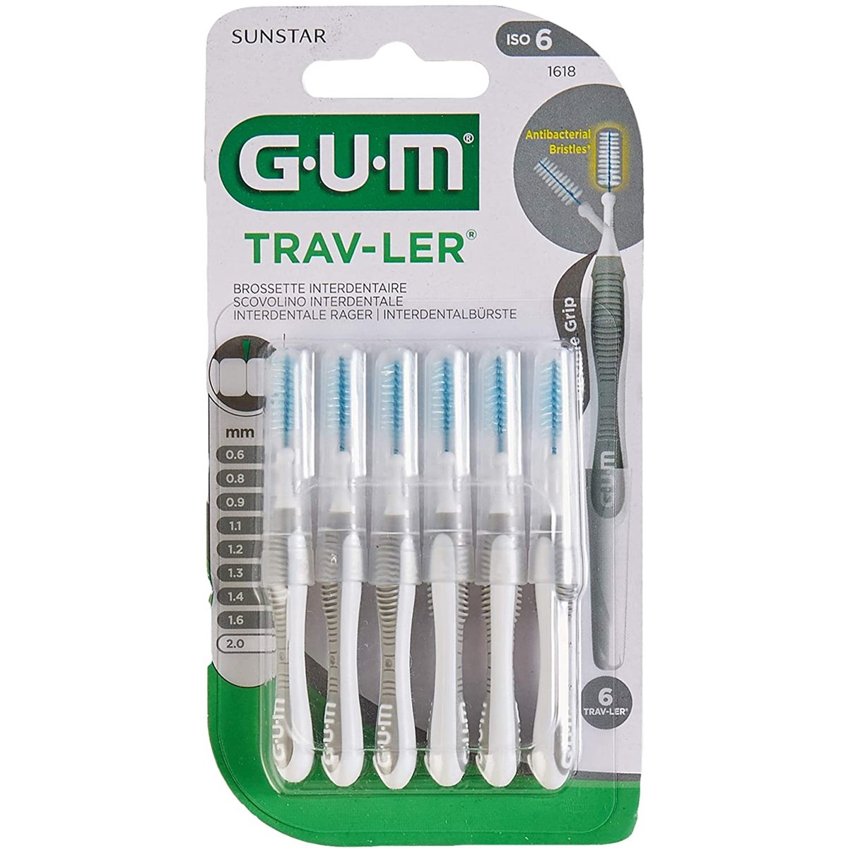 Gum Trav-Ler Interdental Brush Μεσοδόντια Βουρτσάκια για Εύκολο & Καθημερινό Καθαρισμό Ανάμεσα στα Δόντια 6 Τεμάχια – 2.0