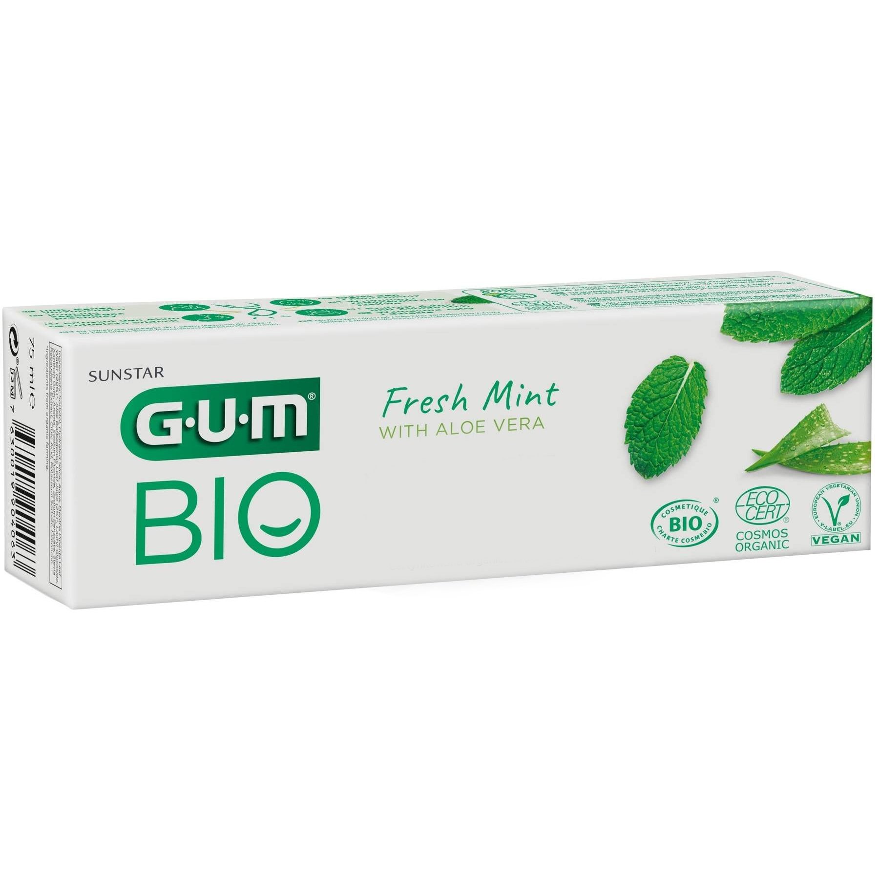 Gum Bio Fresh Mint Toothpaste with Aloe Vera Πιστοποιημένη Οργανική Οδοντόπαστα που Προστατεύει & Ενδυναμώνει Δόντια & Ούλα 75ml
