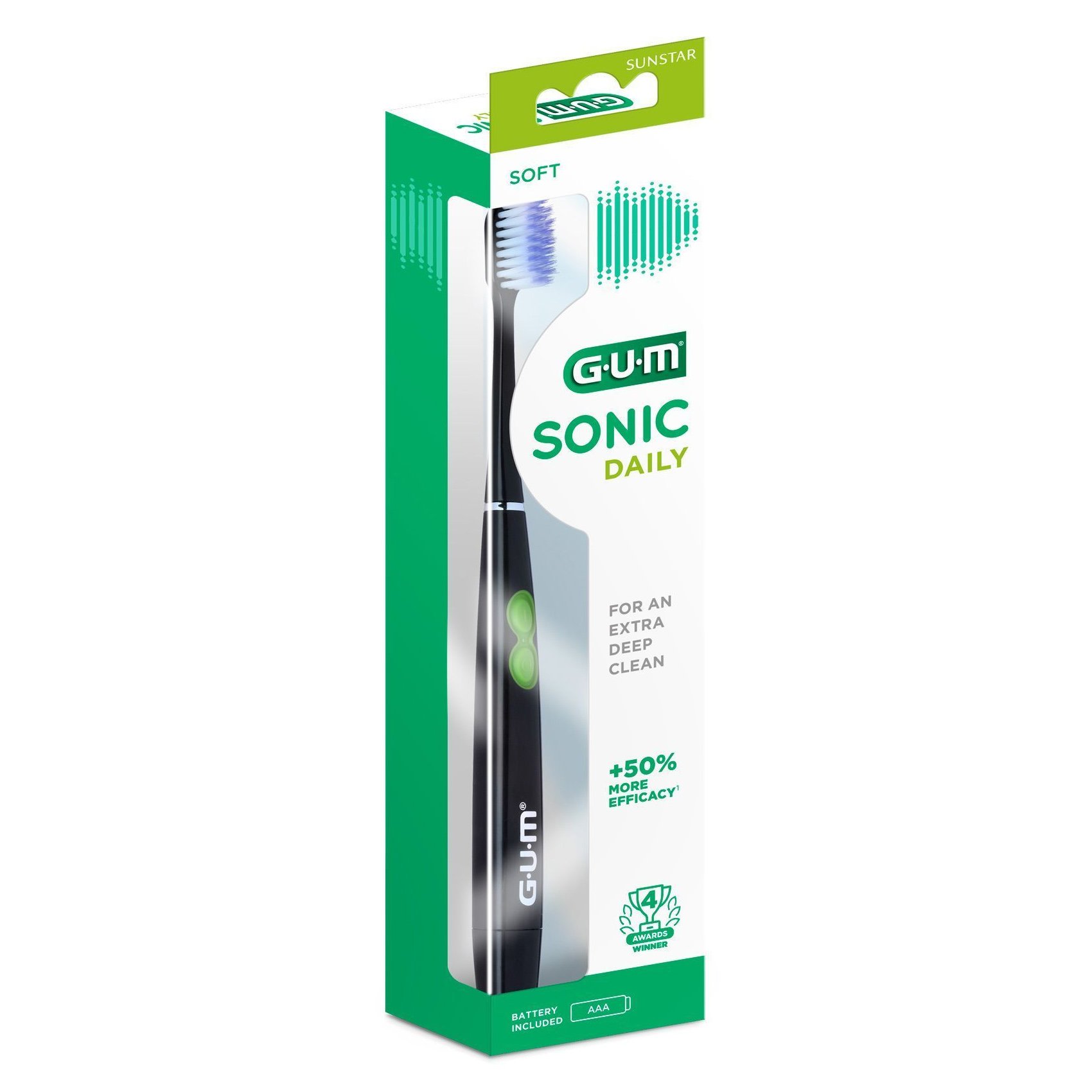 Gum Sonic Daily Battery (4100) Ηλεκτρική Οδοντόβουρτσα για Καθημερινή Στοματική Φροντίδα 1 Τεμάχιο – Μαύρο