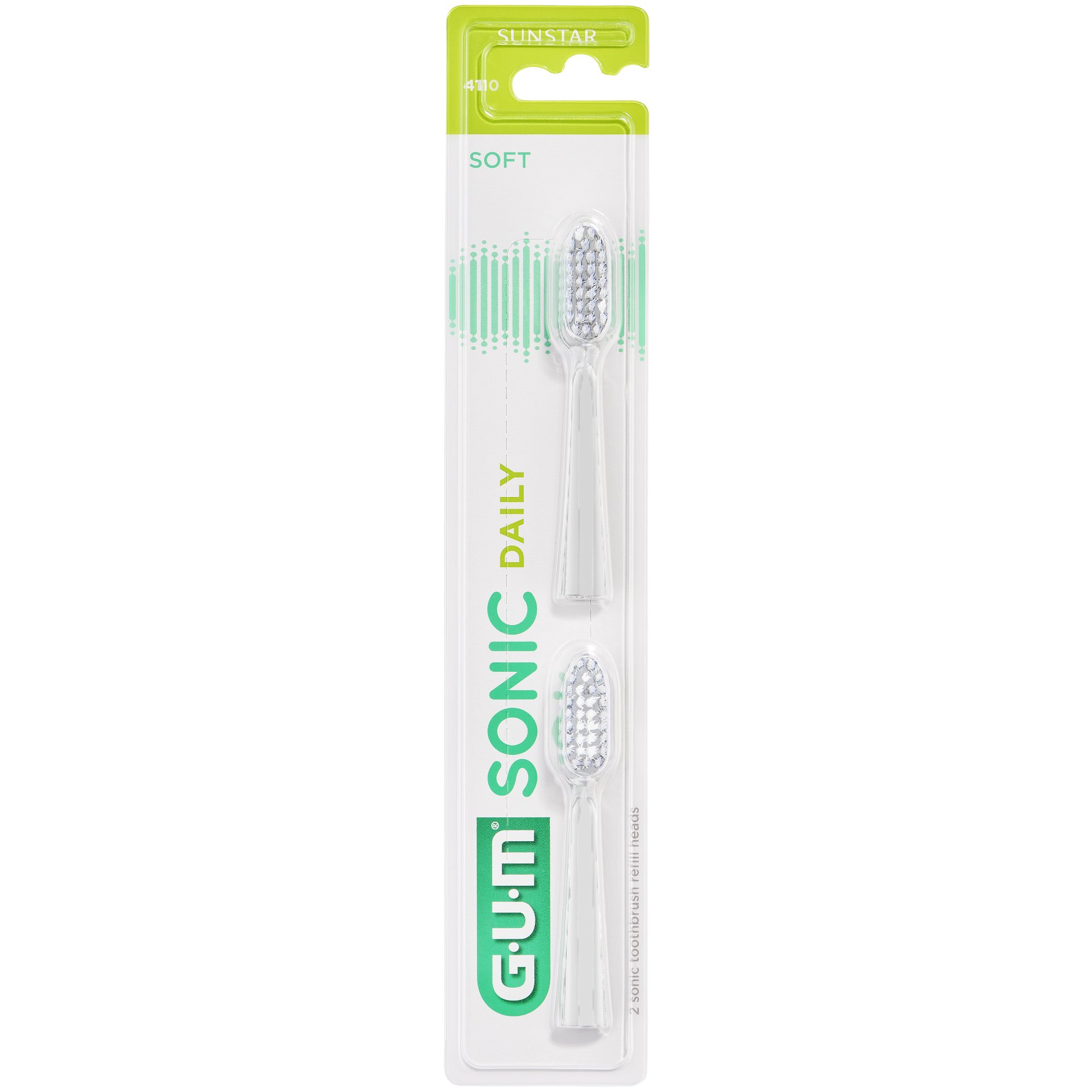 Gum Sonic Daily 4110 Soft Toothbrush Refills Heads 2 Τεμάχια – Άσπρο,Ανταλλακτικές Κεφαλές