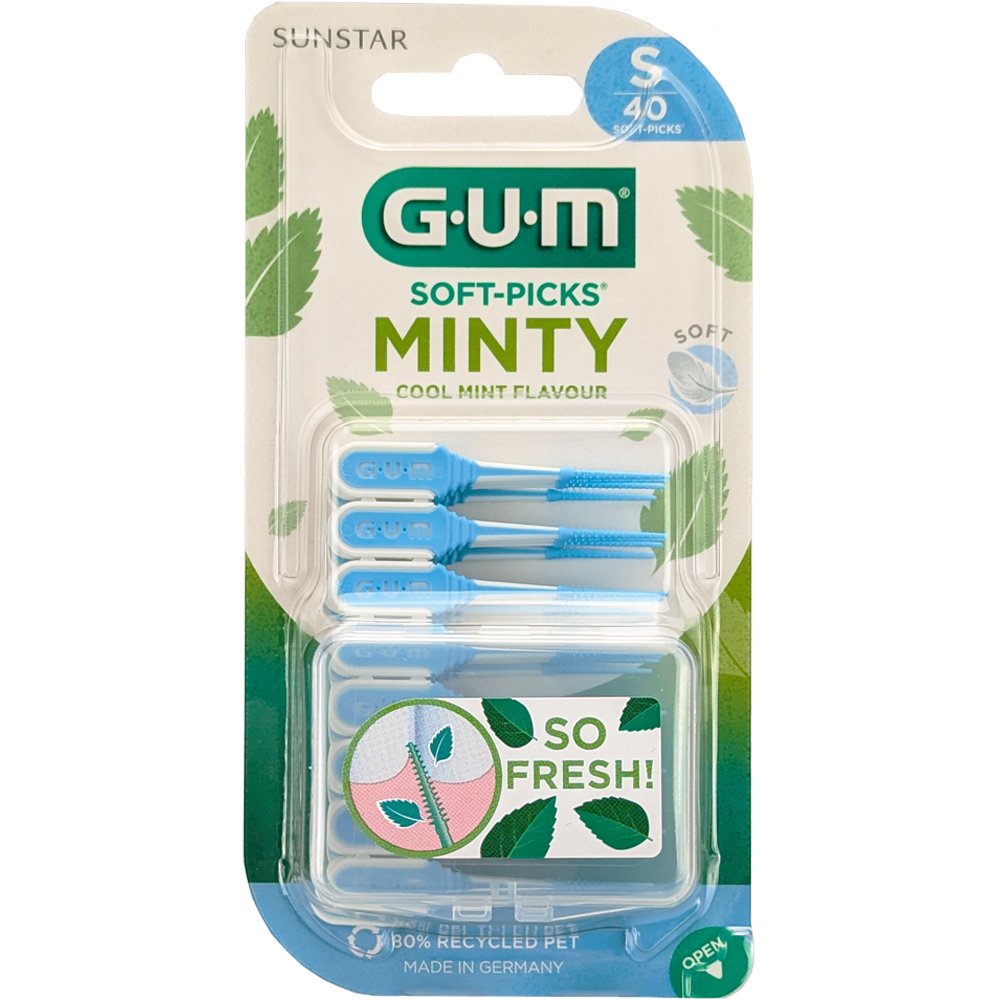 Gum Soft-Picks Minty Small Rubber Picks Οδοντογλυφίδα Μεσοδόντιου Καθαρισμού από Καουτσούκ 40 Τεμάχια