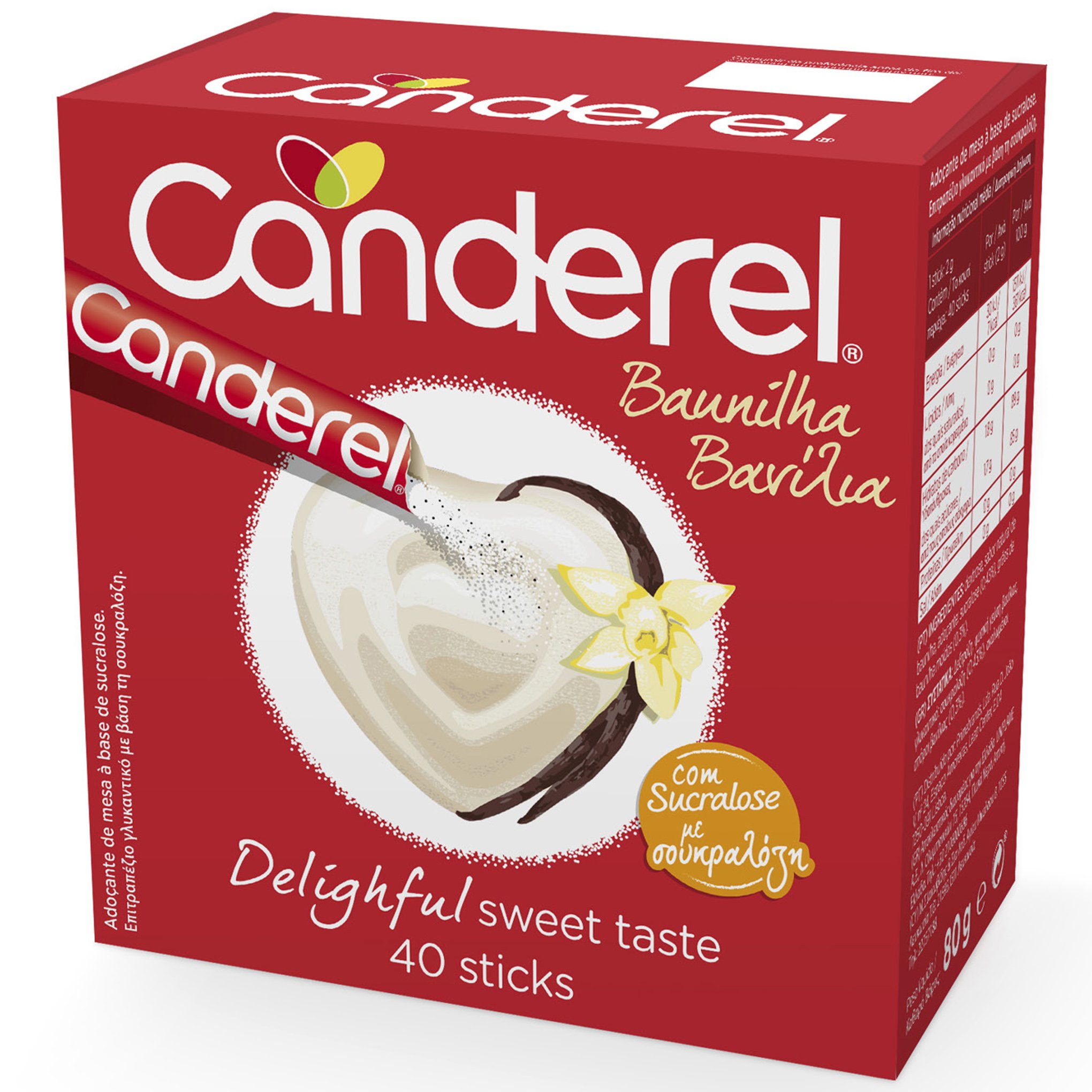 Canderel Original Vanilla Επιτραπέζιο Γλυκαντικό με Βάση την Σουκραλόζη & Γεύση Βανίλιας 40 Sticks