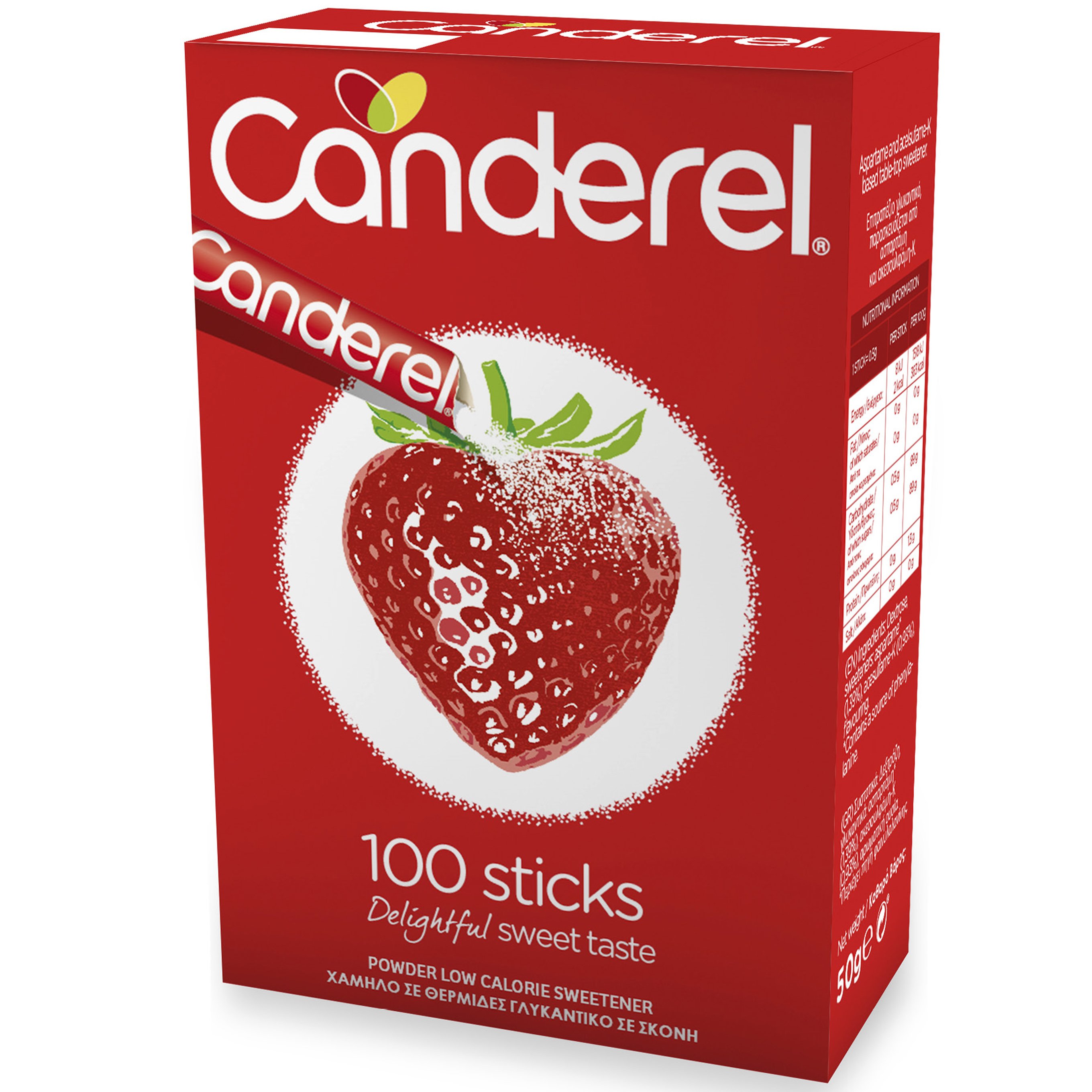 Canderel Original Sticks Επιτραπέζιο Γλυκαντικό, Χαμηλό σε Θερμίδες σε Σκόνη 100 Τεμάχια