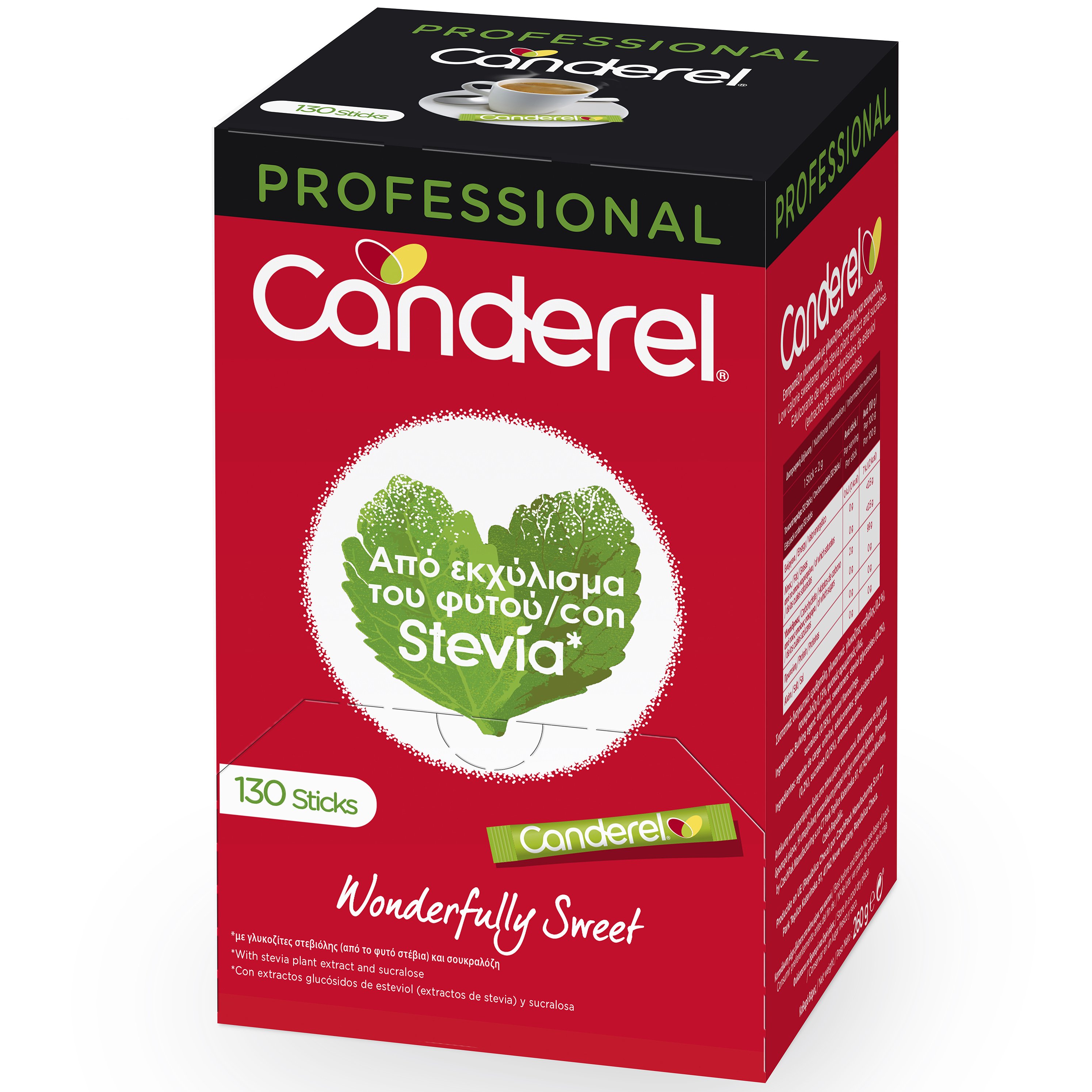 Canderel Stevia Professional Επιτραπέζιο Γλυκαντικό με Στέβια για Ροφήματα 130 Sticks