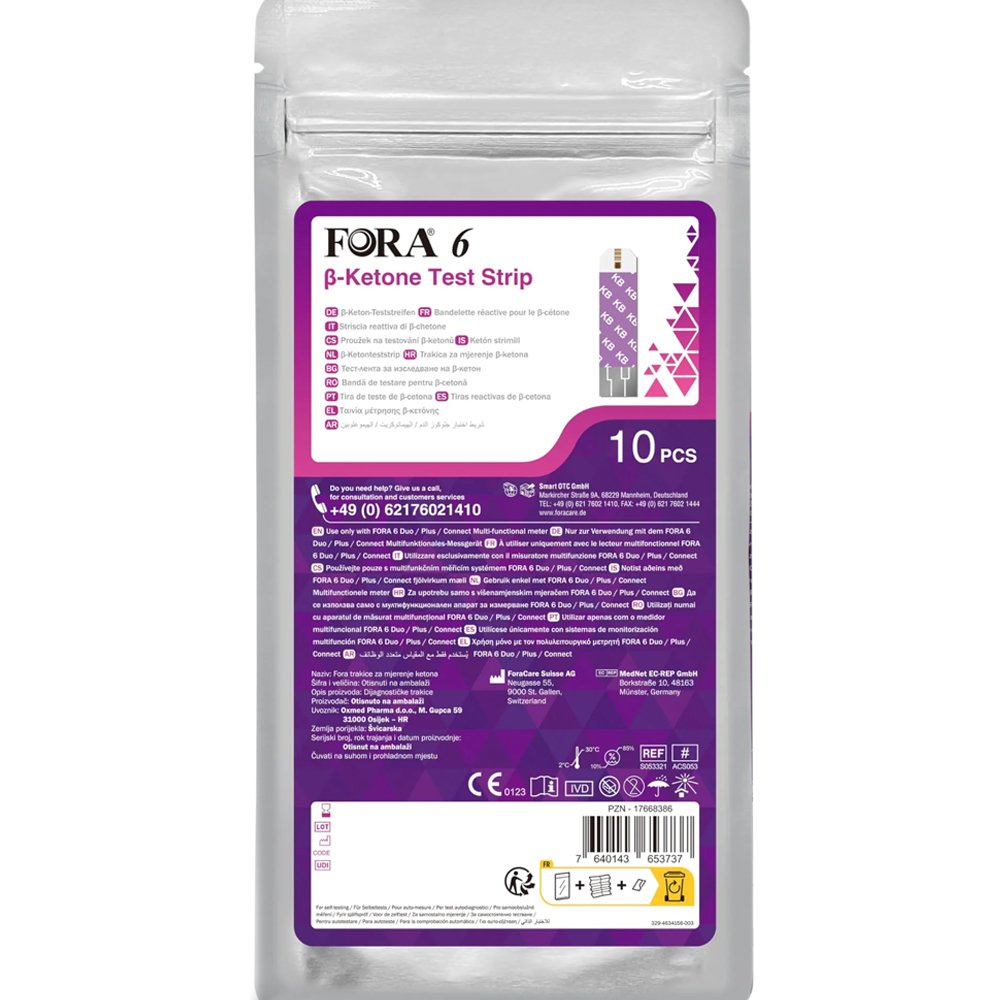 Fora Fora 6 β-Ketone Test Strips Ταινίες Μέτρησης β-κετόνης στο Αίμα 10 Τεμάχια
