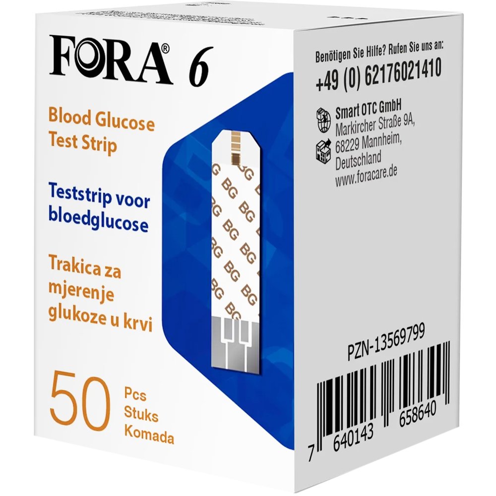 Fora 6 Blood Glucose Test Strips Ταινίες Μέτρησης Γλυκόζης στο Αίμα 50 Τεμάχια