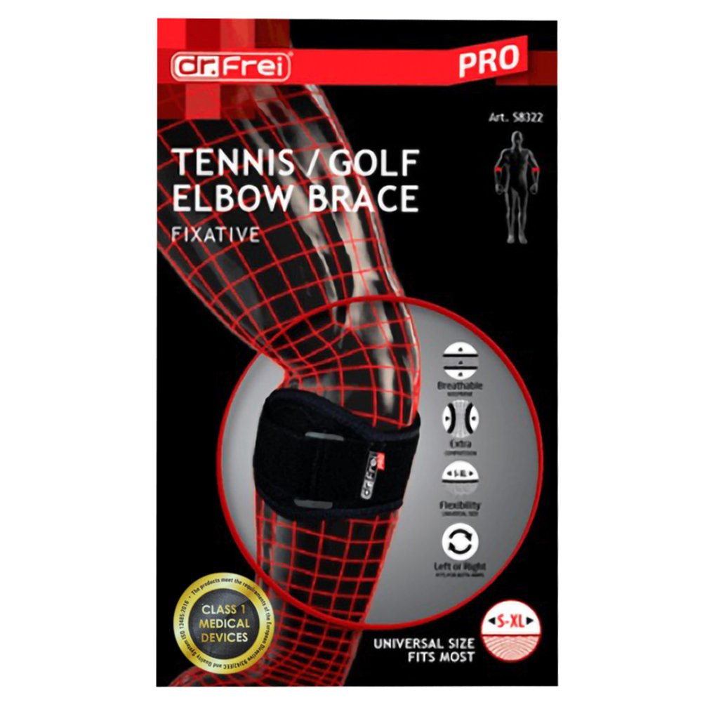 Dr.Frei Dr. Frei Tennis / Golf Elbow Brace Fixative Αμφιδέξιο Περιαγκώνιο για Επικονδυλίτιδα Μαύρο One Size 1 Τεμάχιο