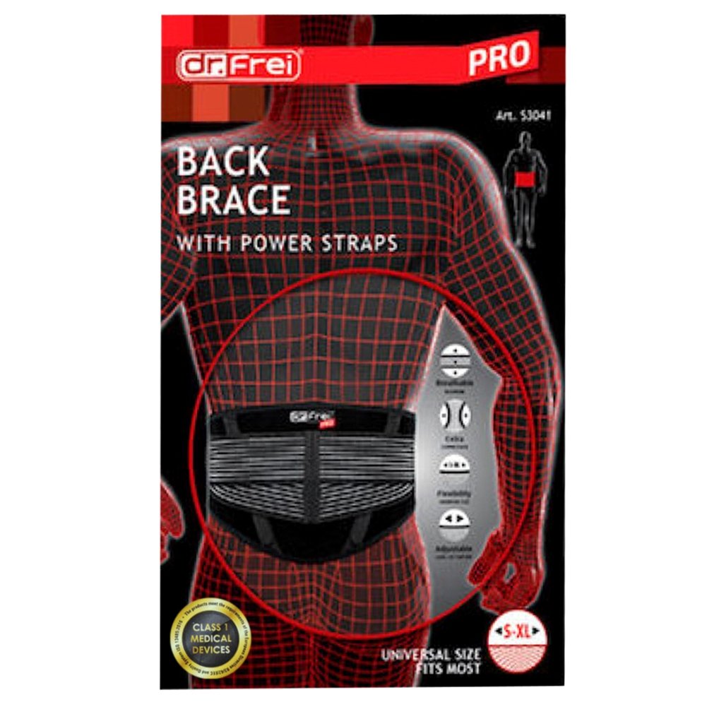 Dr.Frei Dr. Frei Back Brace with Power Straps Ζώνη Οσφύος με Ισχυρές Μπανέλες Μαύρο One Size 1 Τεμάχιο