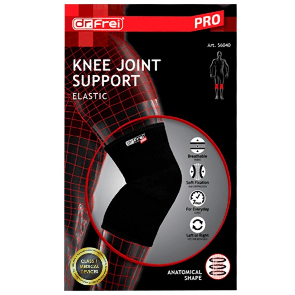 Dr.Frei Dr. Frei Knee Joint Support Elastic Αμφιδέξια Επιγονατίδα Ελαστική Καθημερινής Χρήσης Μαύρο 1 Τεμάχιο - Large