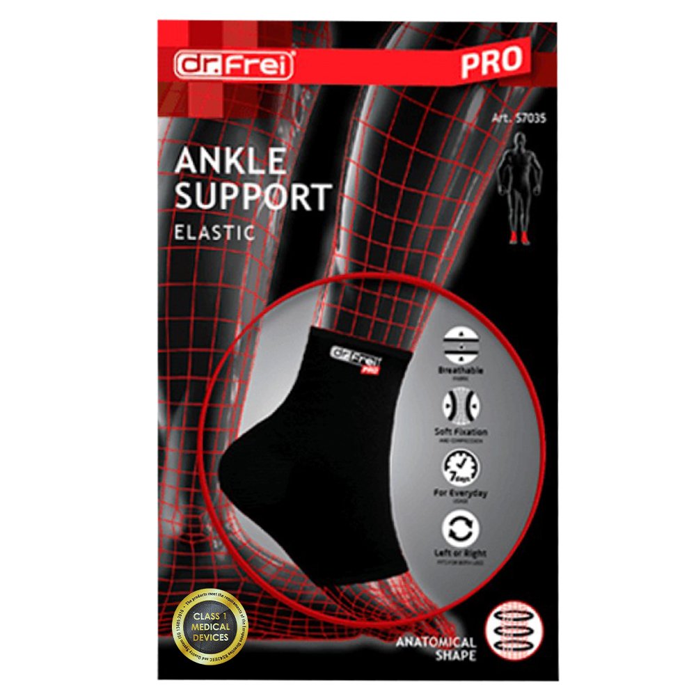 Dr.Frei Dr. Frei Ankle Support Elastic Αμφιδέξια Ελαστική Επιστραγαλίδα Καθημερινής Χρήσης Μαύρο 1 Τεμάχιο - Large