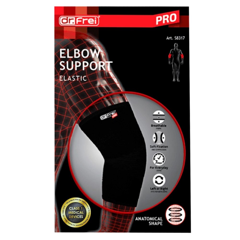 Dr.Frei Dr. Frei Elbow Support Elastic Αμφιδέξια Επιαγκωνίδα Ελαστική Καθημερινής Χρήσης Μαύρο 1 Τεμάχιο - X Large