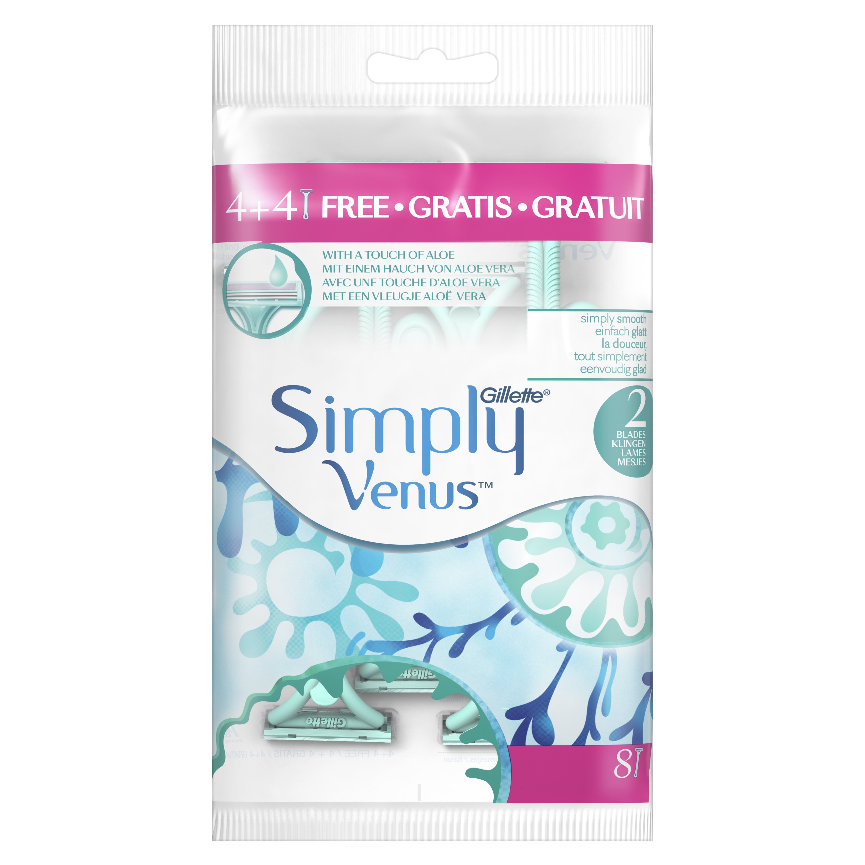 Gillette Simply Venus 2 Γυναικεία Ξυραφάκια Μιας Χρήσης 8τμχ