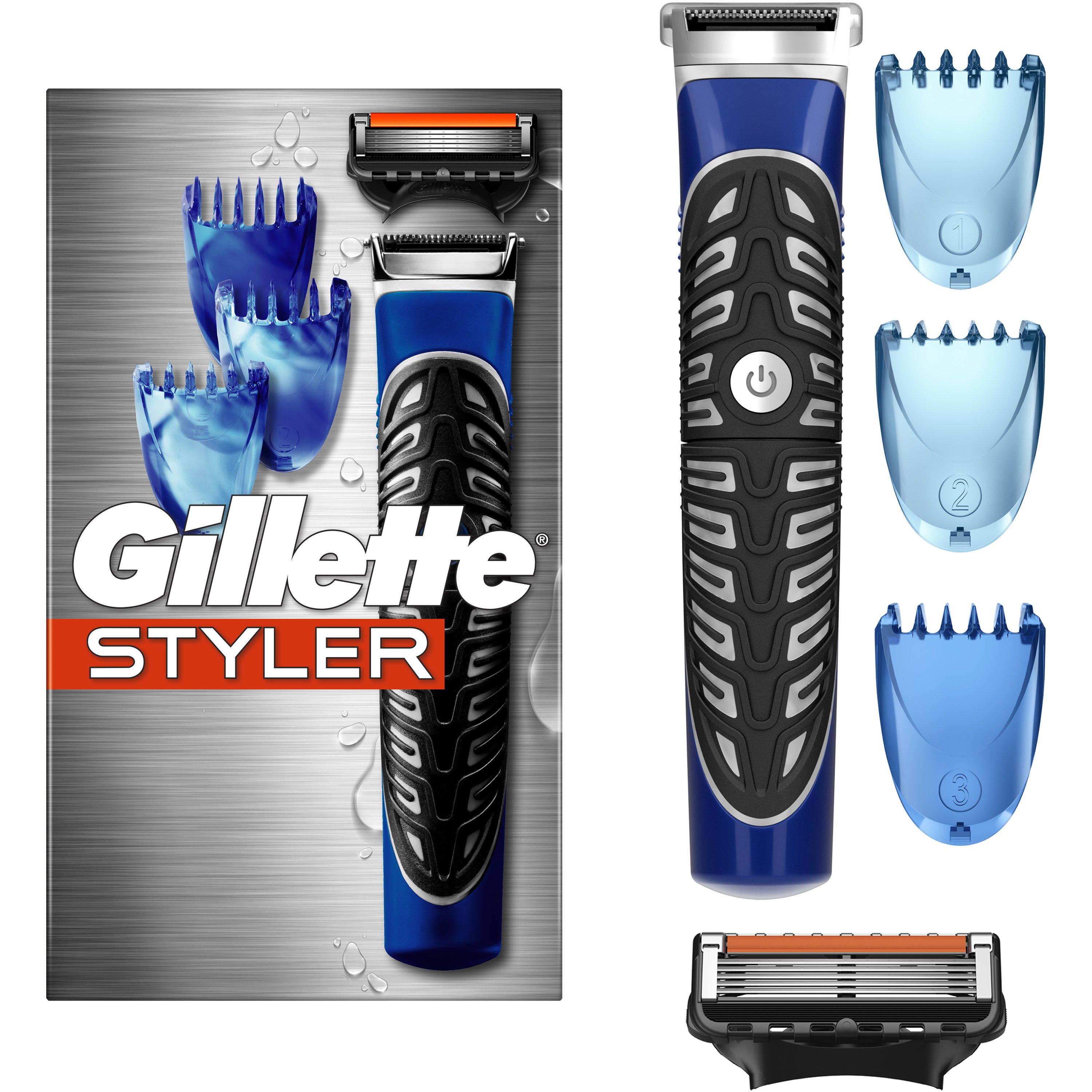 Gillette Gillette Styler All In 1 Precision Body & Beard Trimmer, Shaver & Edger Ανδρική Ξυριστική Μηχανή για Πρόσωπο, Σώμα, Κεφαλή ProGlide & Χτενάκια για Προσαρμογή σε Διαφορετικά Μήκη 1 Τεμάχιο