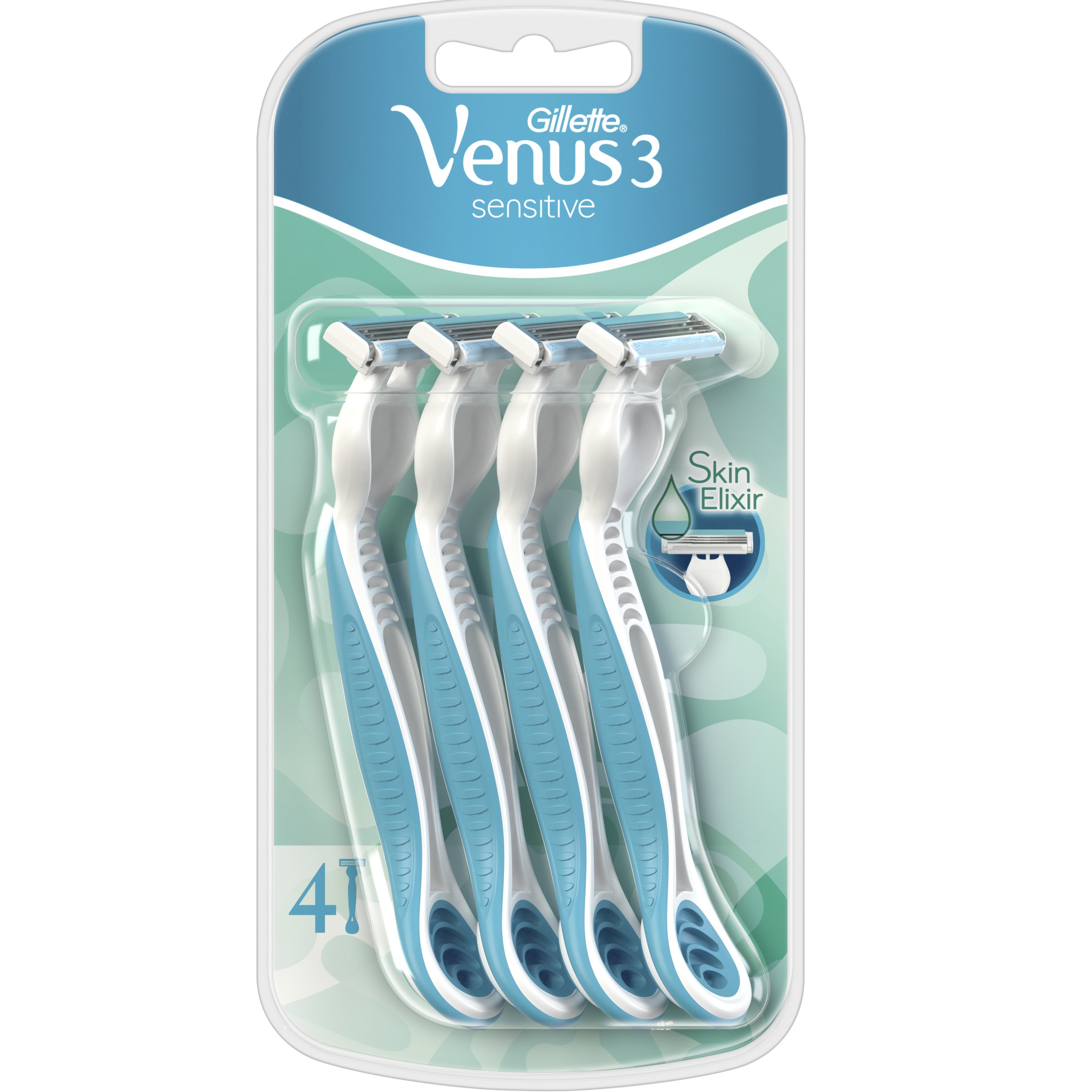 Gillette Venus 3 Sensitive Γυναικεία Ξυραφάκια μιας Χρήσης με 3 Λεπίδες που Αγκαλιάζουν τις Καμπύλες σας, 4 τεμάχια