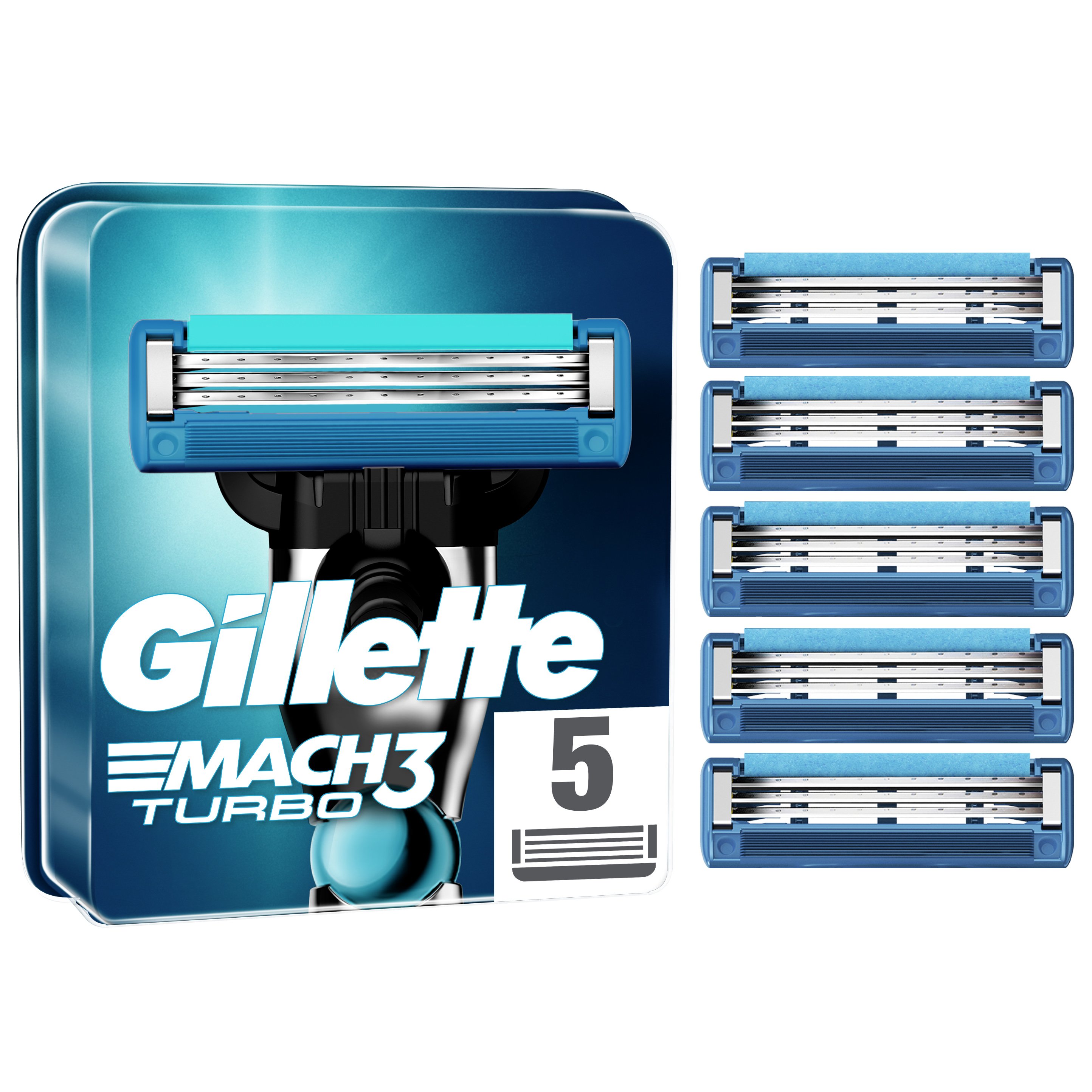 Gillette Mach3 Turbo Ανταλλακτικά Ξυραφάκια Αντρικά 5 Τεμάχια
