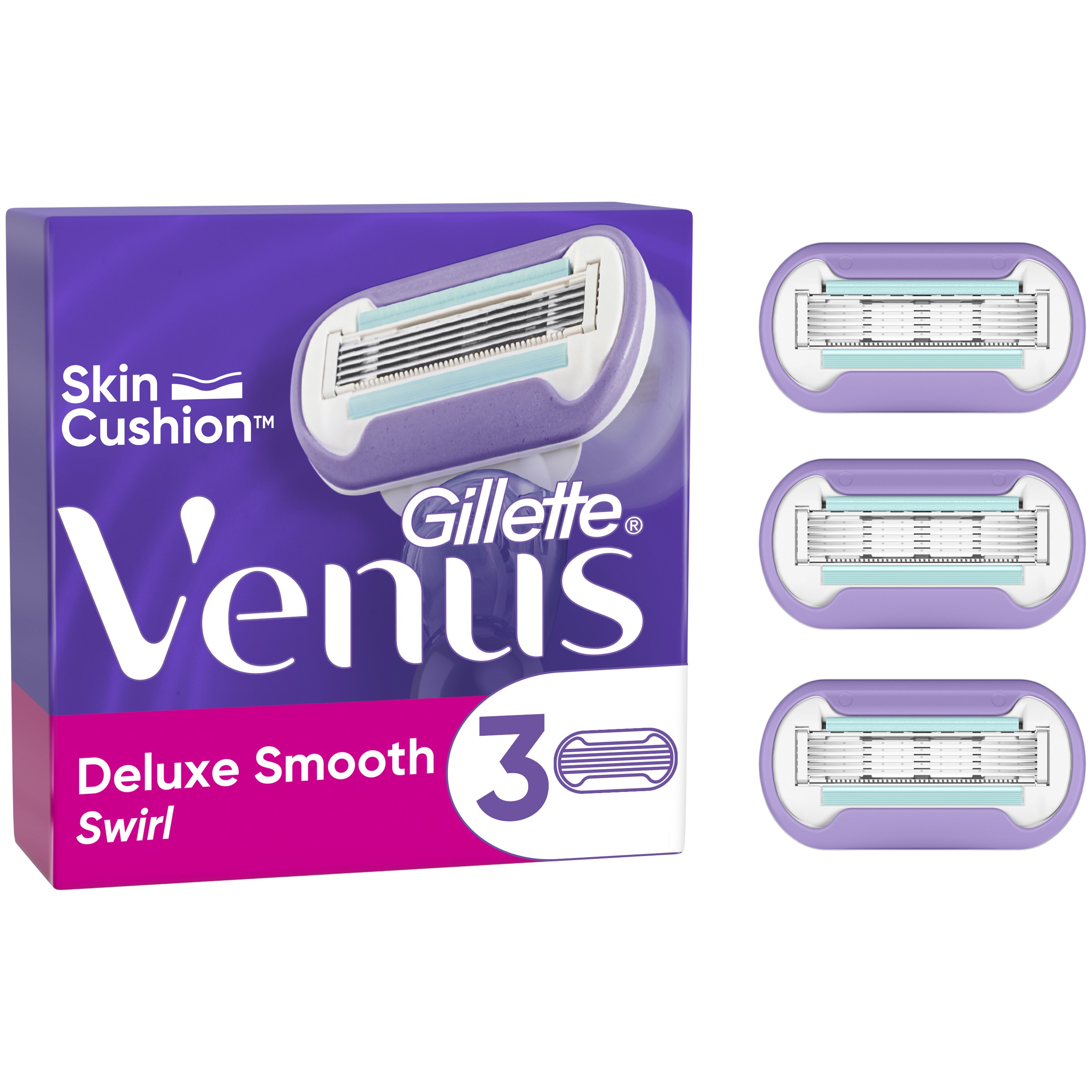 Gillette Gillette Venus Deluxe Smooth Swirl Ανταλλακτικές Κεφαλές Ξυρίσματος με 5 Λεπίδες που Διαρκούν Έως 30 Ημέρες, 3 Τεμάχια