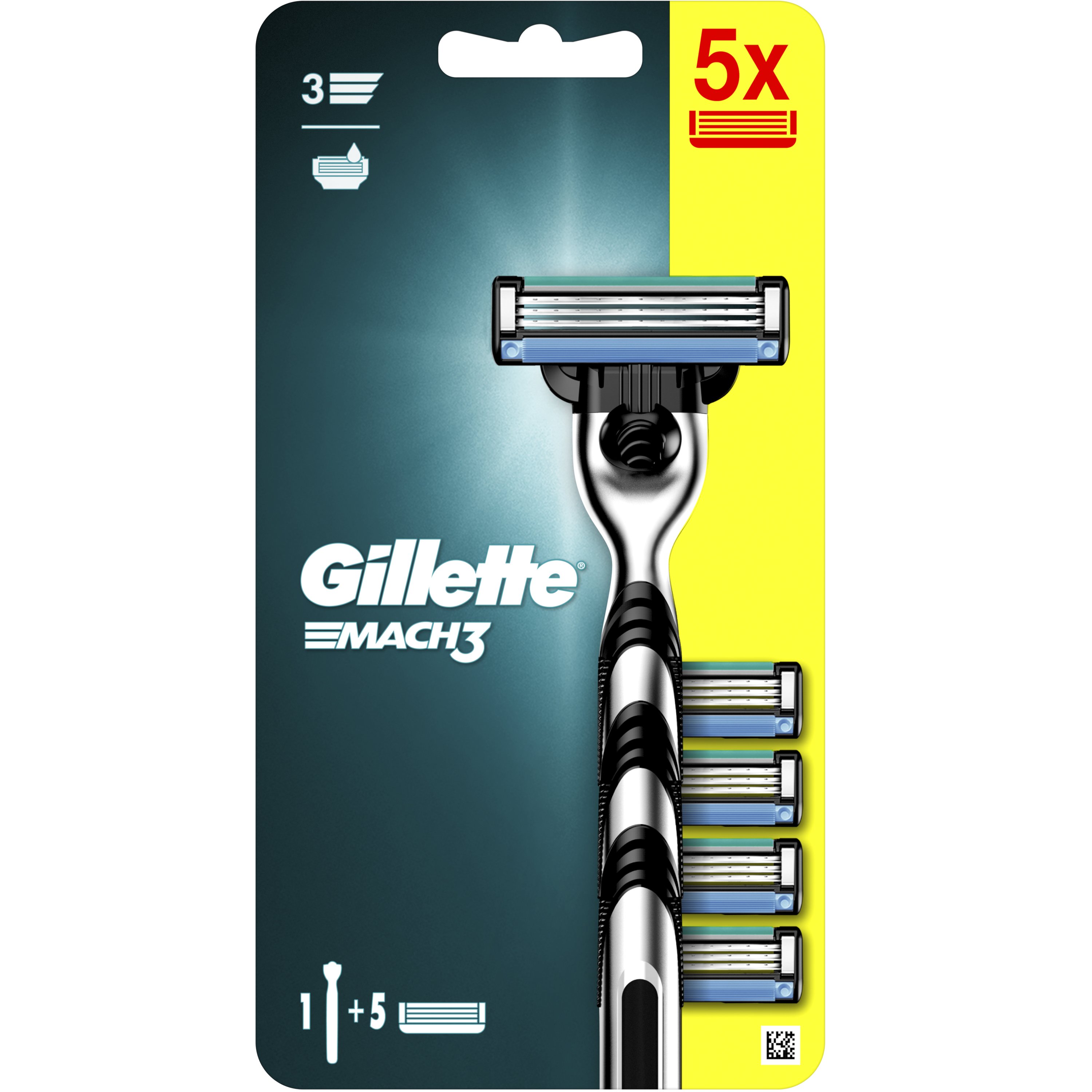 Gillette Mach3 Men’s BladeRazor System Ανταλλακτικές Κεφαλές Ξυριστικής Μηχανής 5 Τεμάχια & Λαβή 1 Τεμάχιο