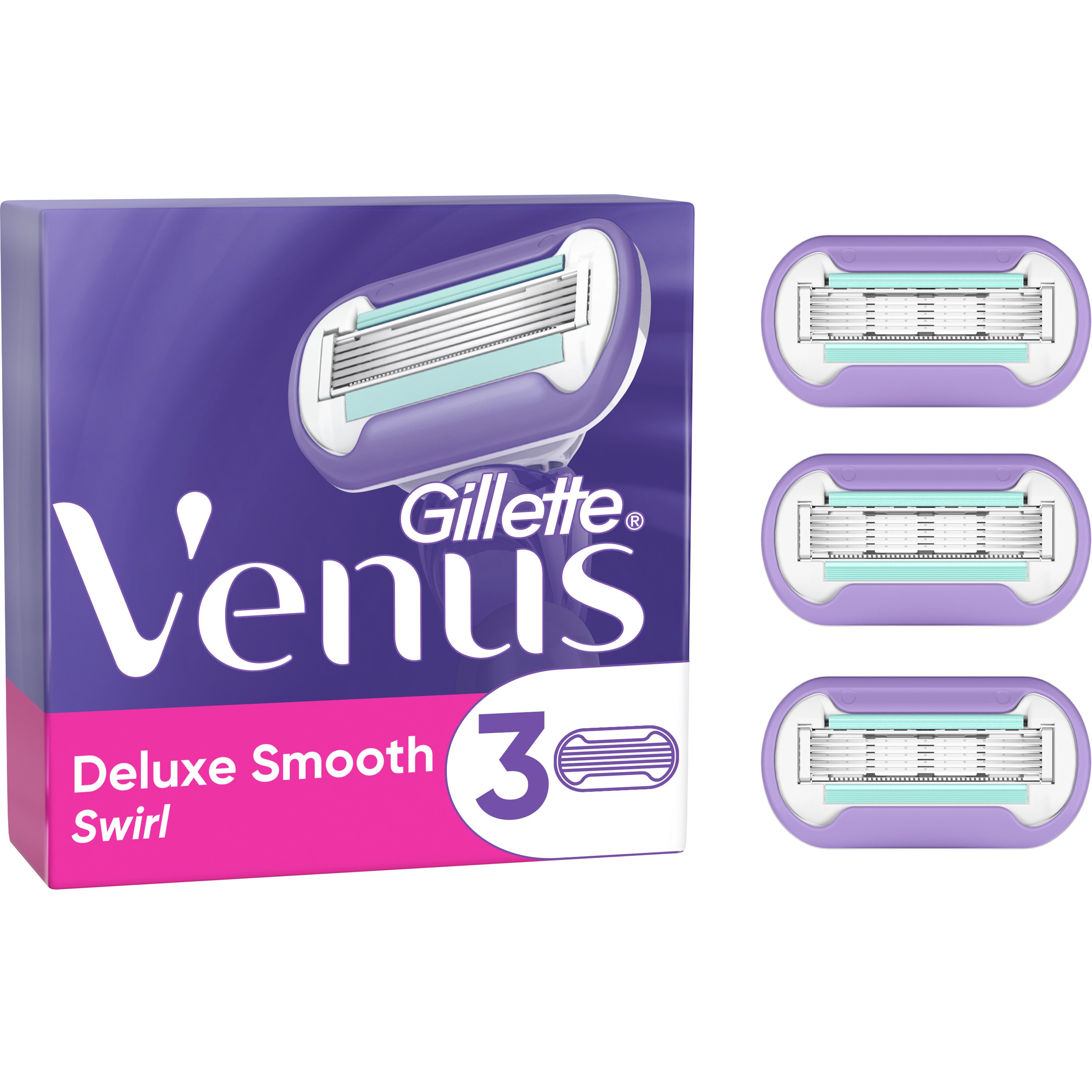 Gillette Venus Deluxe Smooth Swirl Ανταλλακτικές Κεφαλές Γυναικείας Ξυριστικής Μηχανής με 5 Ανθεκτικές Λεπίδες για Εξαιρετικά Απαλό Ξύρισμα που Διαρκεί 3 Τεμάχια
