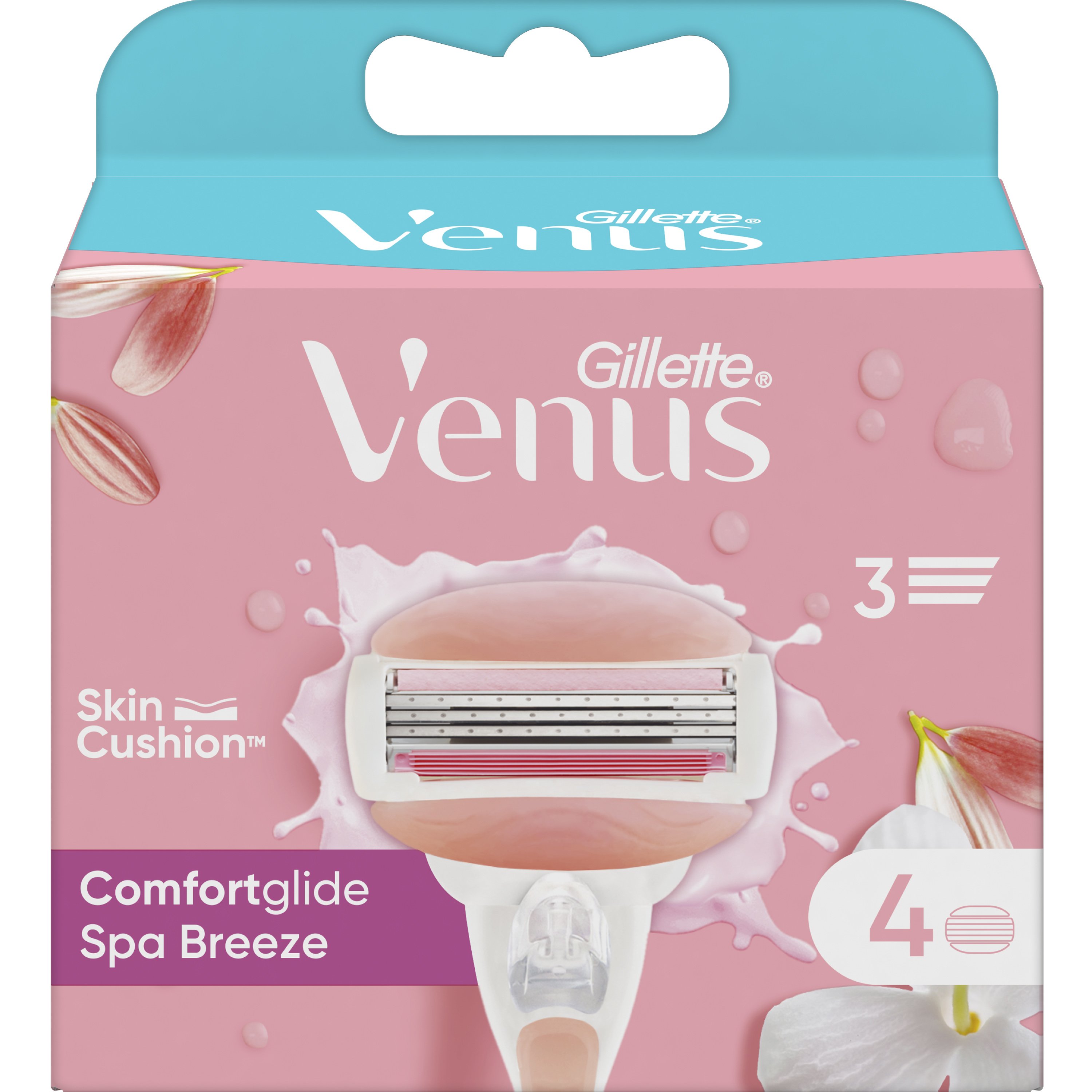 Gillette Gillette Venus ComfortGlide Spa Breeze Ανταλλακτικές Κεφαλές Ξυρίσματος με 3 Λεπίδες & 2 Λιπαντικές Μπάρες για Εξαιρετικά Βαθύ Ξύρισμα, 4 Τεμάχια