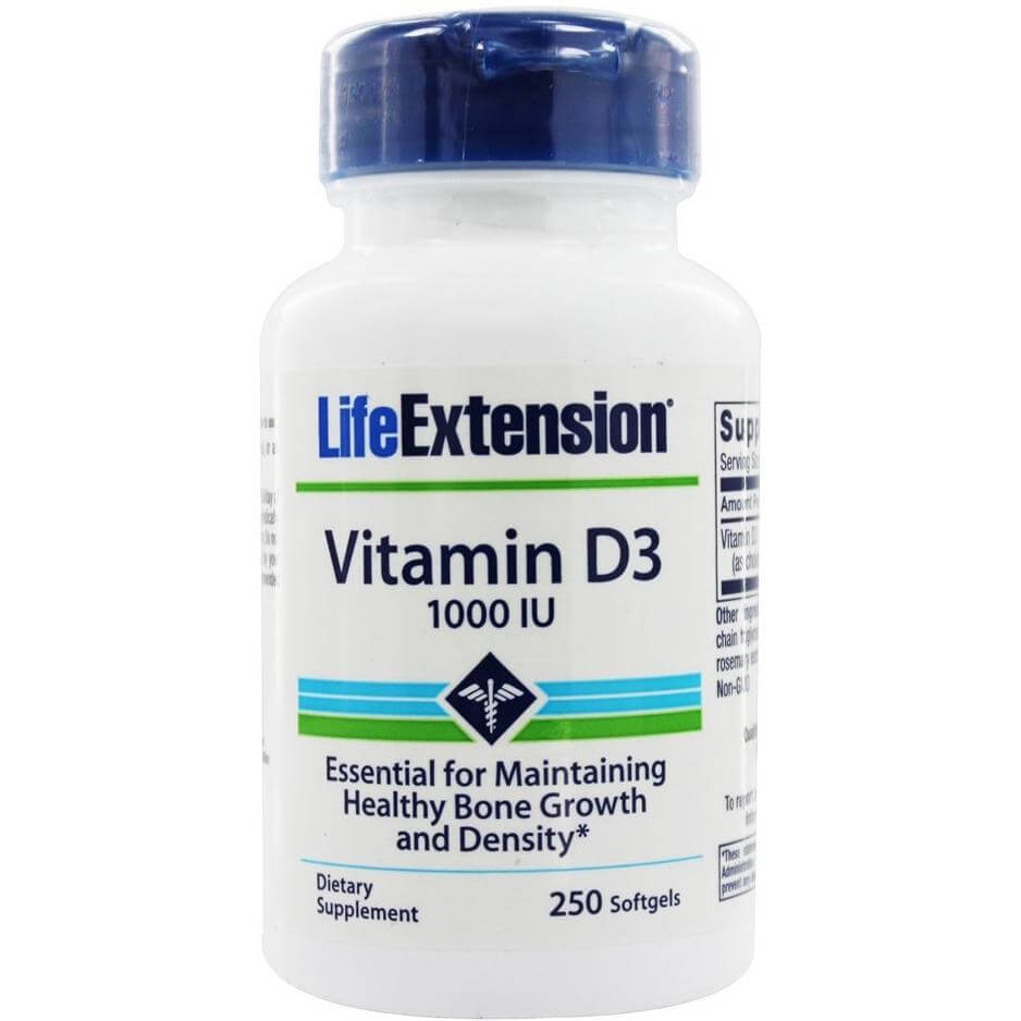 Life Extension Vitamin D3 1000 IU Συμπλήρωμα Διατροφής Βιταμίνης D3 για την Υγεία Των Οστών 250Soft.Gels